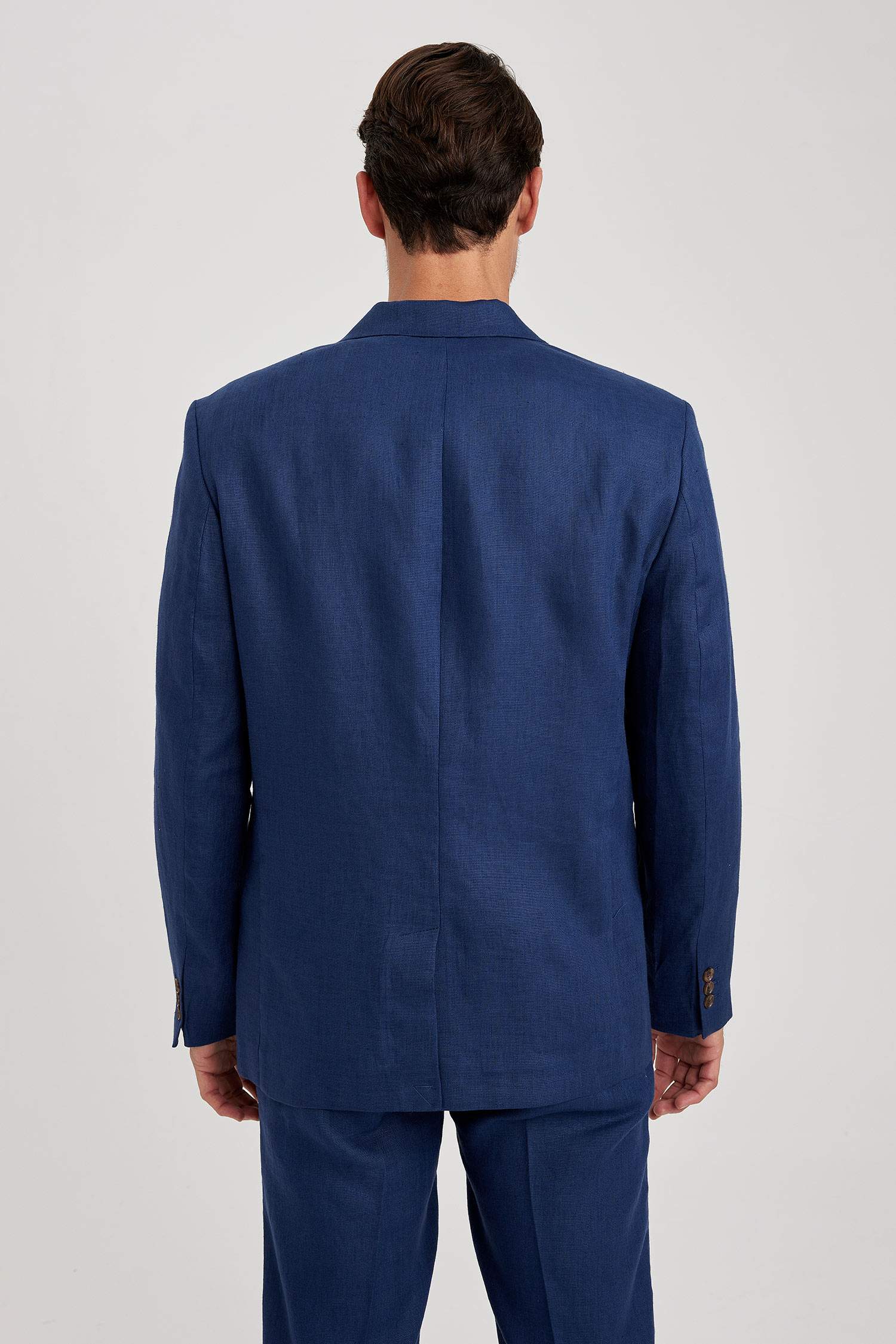Navy MAN Regular Fit linen Half Lining Blazer 2828500 DeFacto