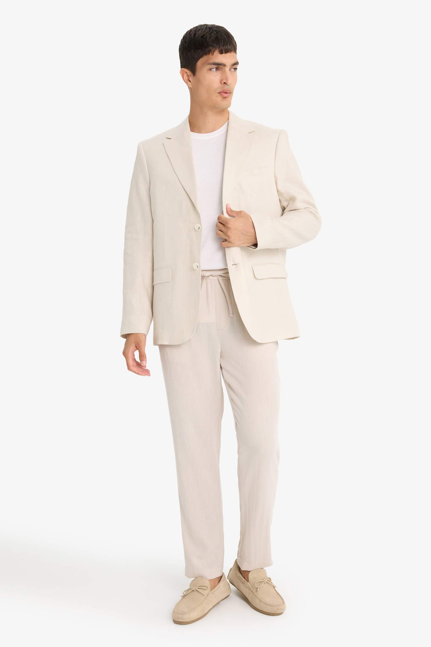 Regular Fit Half Lining Linen Blazer Jacket