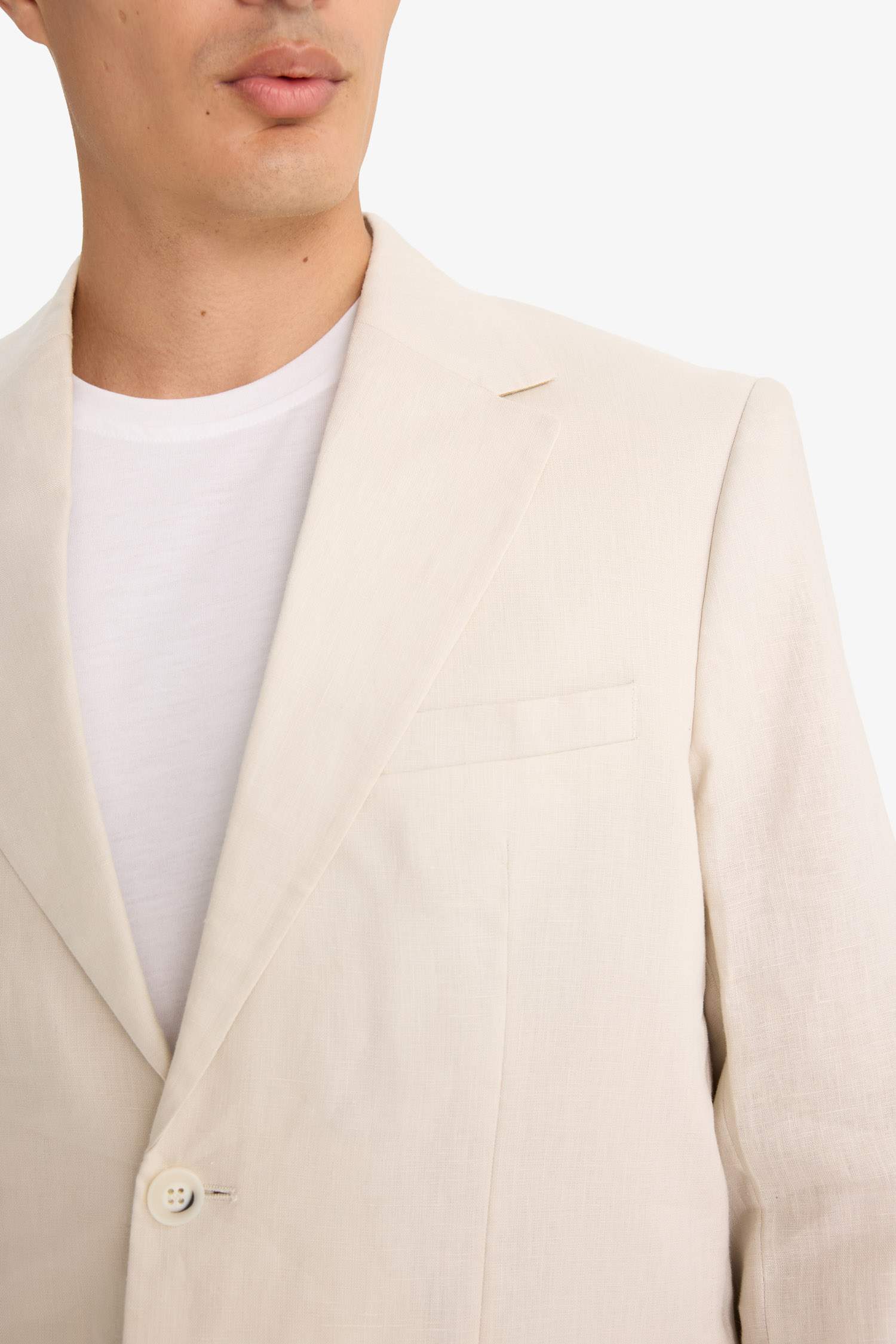 Regular Fit Half Lining Linen Blazer Jacket