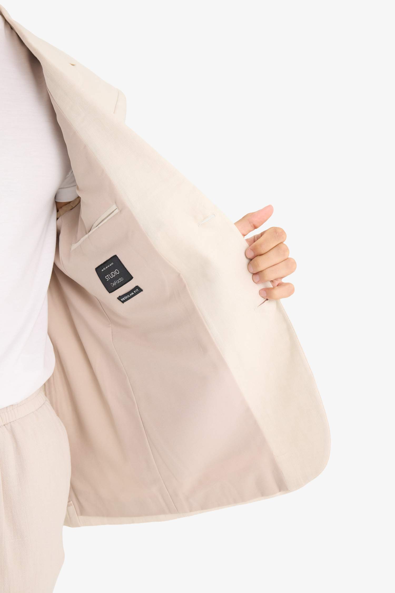 Regular Fit Half Lining Linen Blazer Jacket