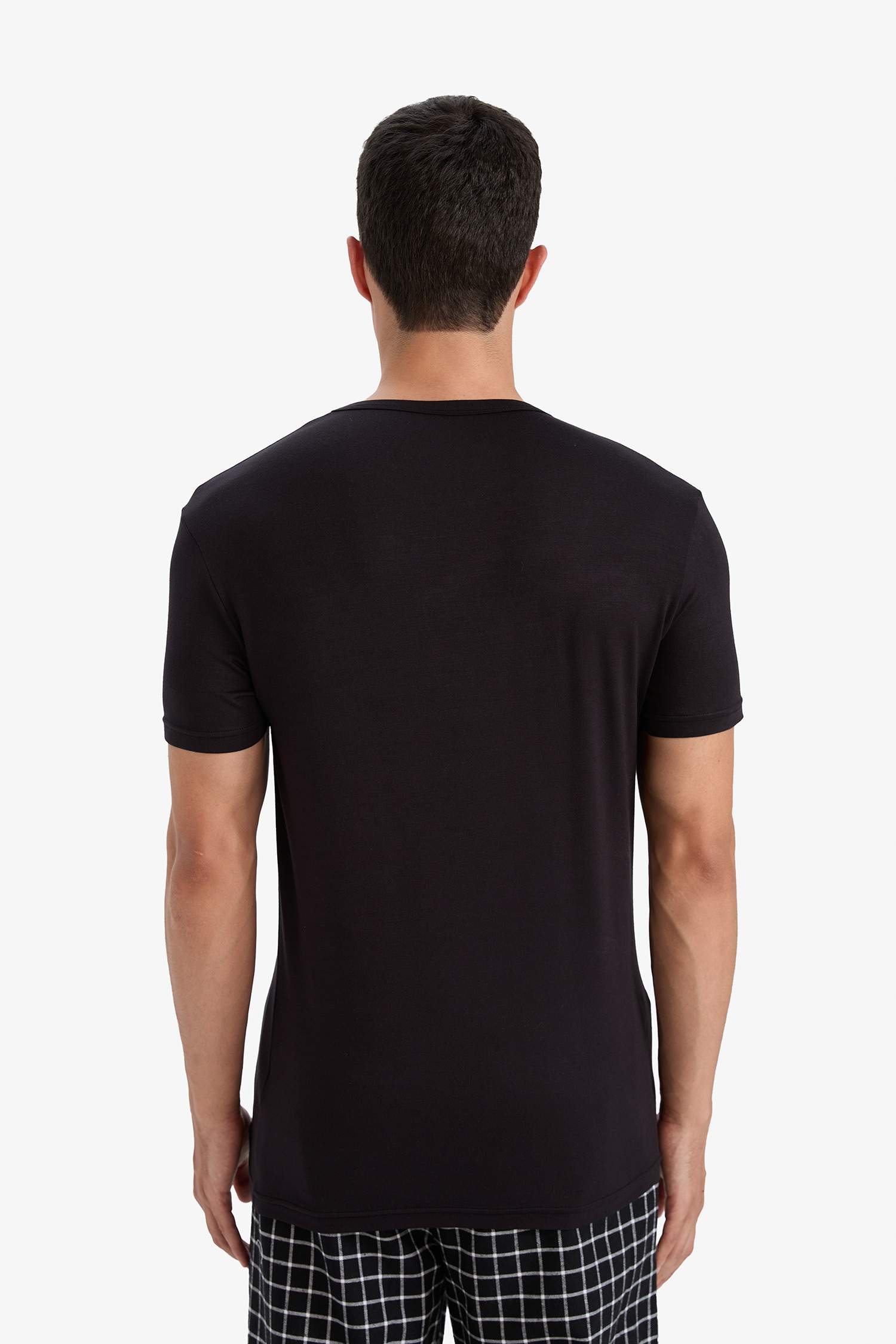 Premium Slim Fit Dar Kesim Bisiklet Yaka Kısa Kollu Modal Üst