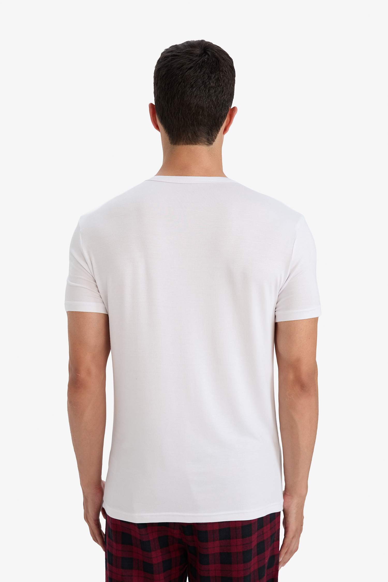 Premium Slim Fit Dar Kesim Bisiklet Yaka Kısa Kollu Modal Üst