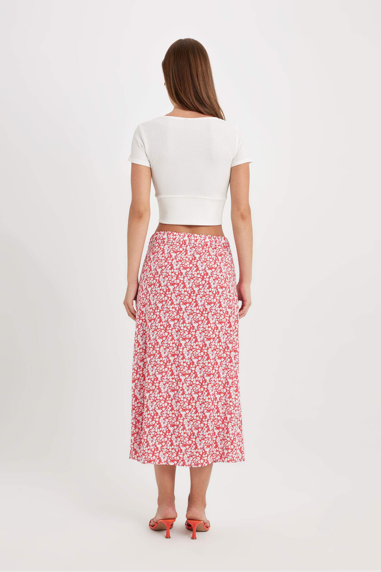A-Line Patterned Regular Waist Midi Skirt