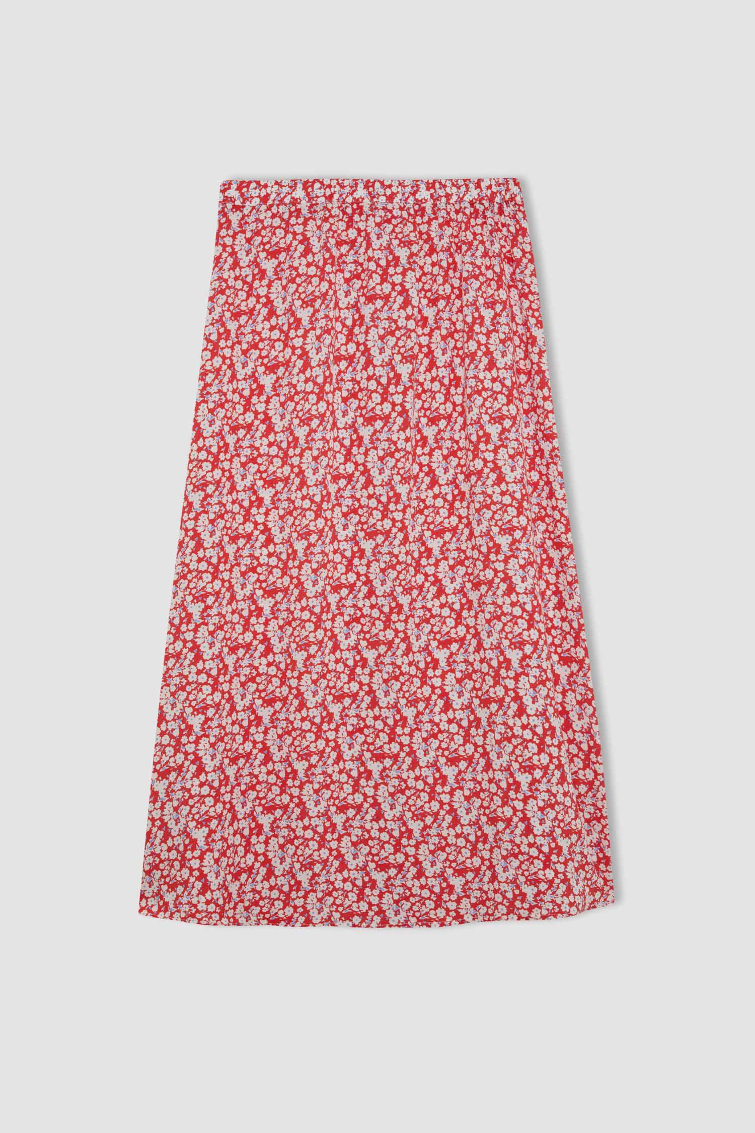 A-Line Patterned Regular Waist Midi Skirt