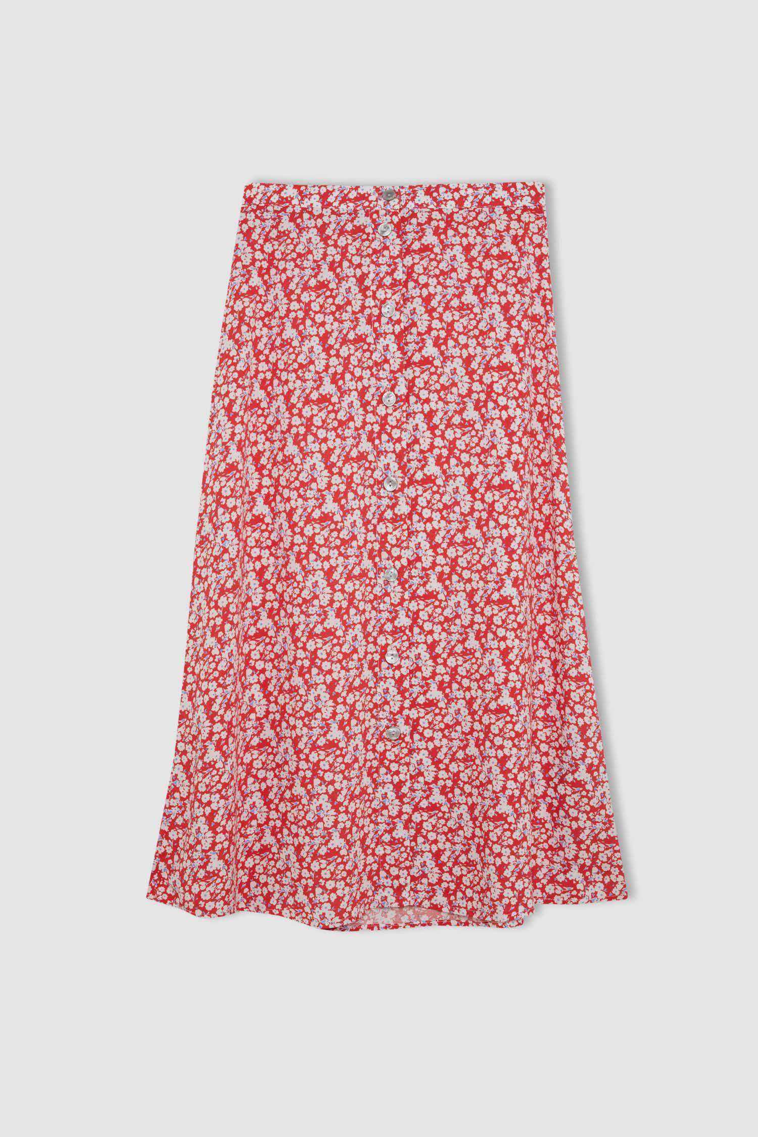 A-Line Patterned Regular Waist Midi Skirt