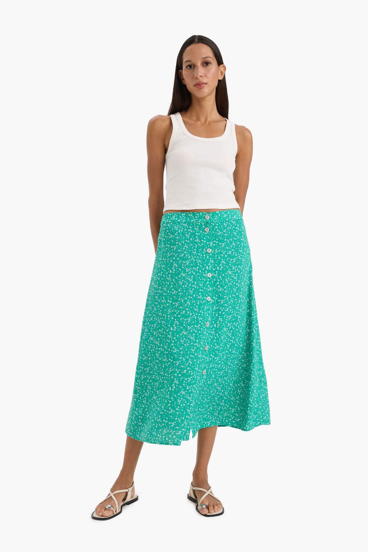 A Form Floral Normal Waist Midi Skirt