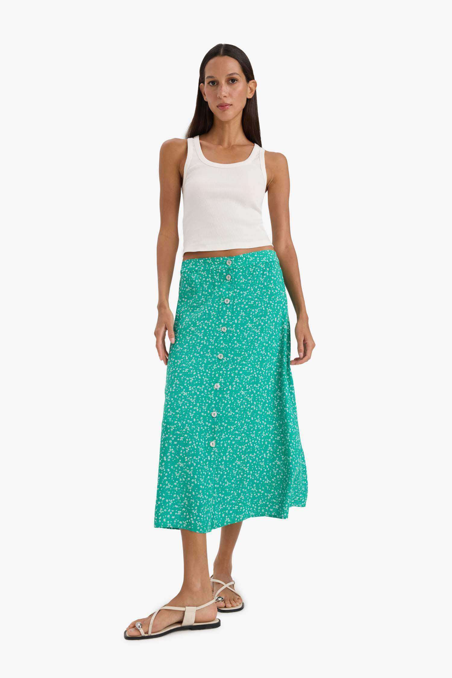 A Form Floral Normal Waist Midi Skirt