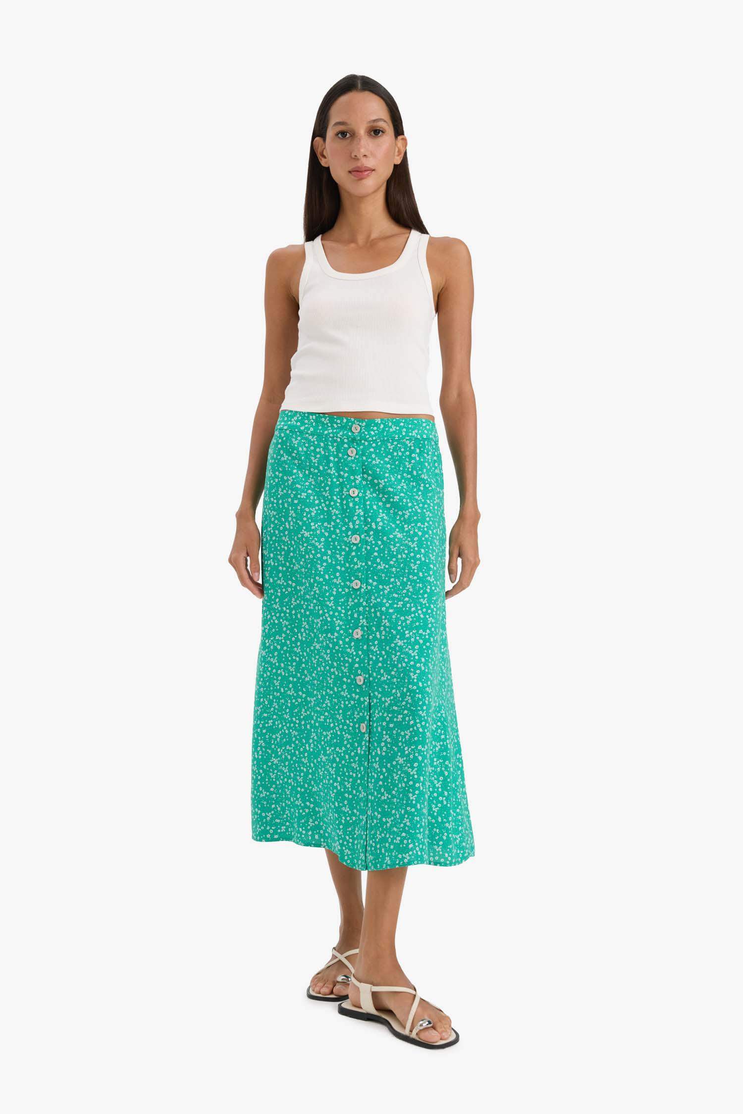 A Form Floral Normal Waist Midi Skirt