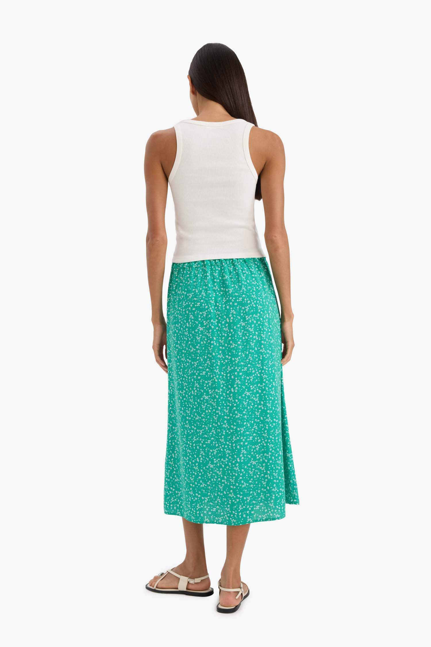 A Form Floral Normal Waist Midi Skirt