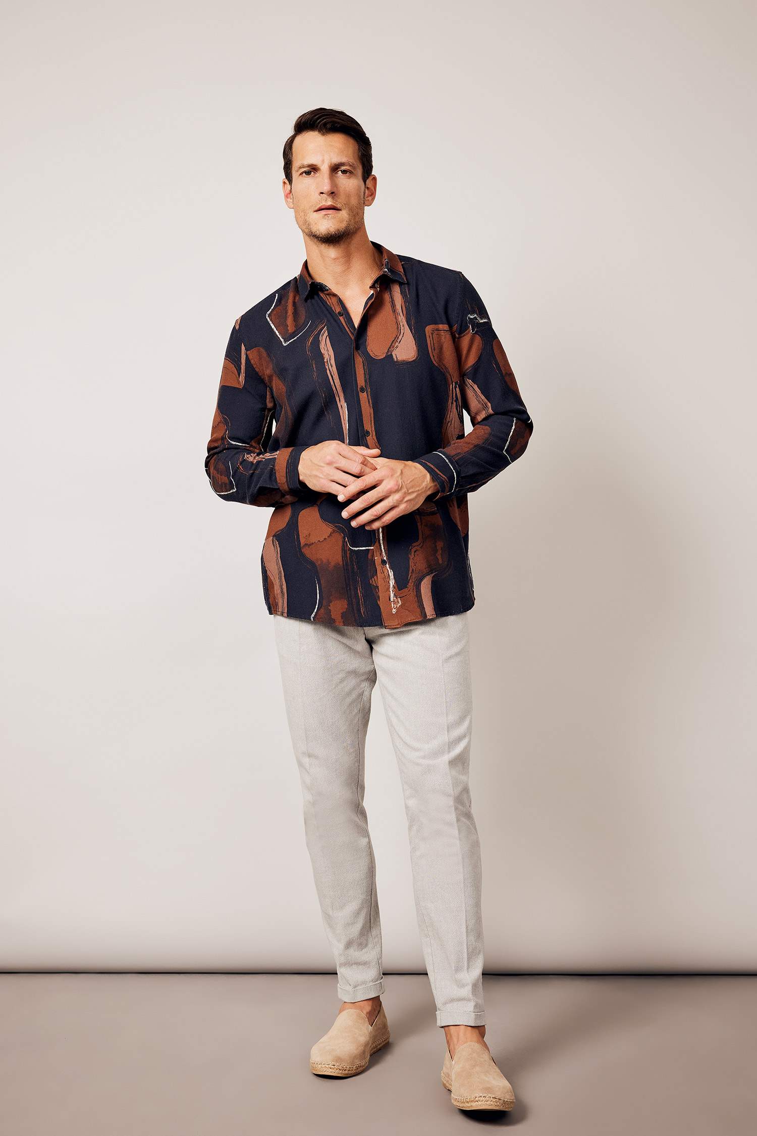 Рубашка стандартного кроя с принтом из хлопка