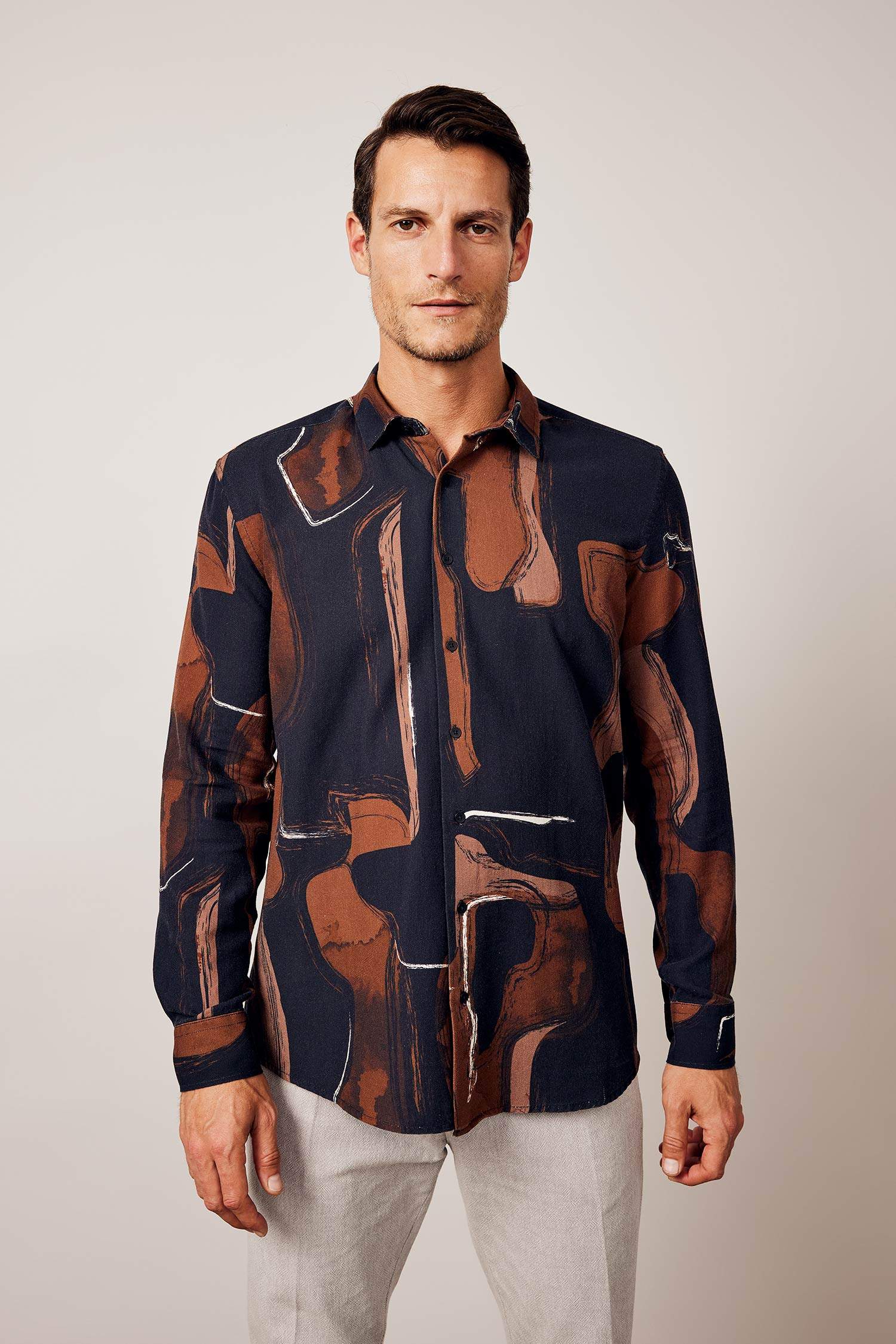 Рубашка стандартного кроя с принтом из хлопка