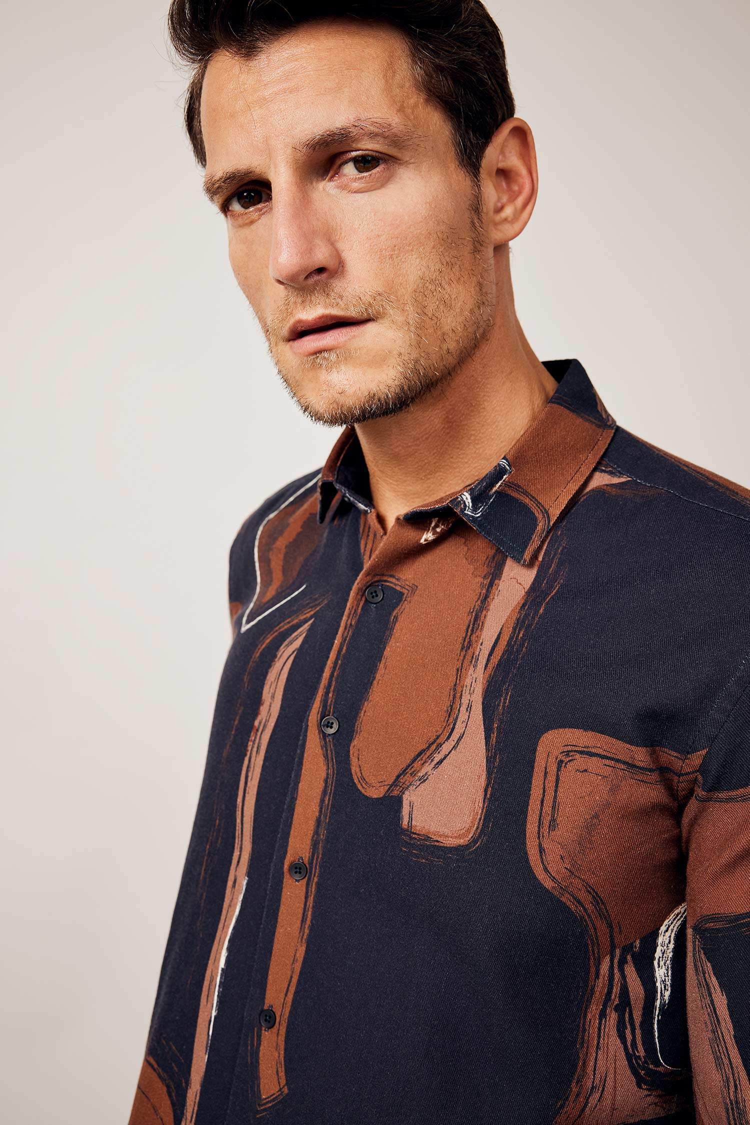 Рубашка стандартного кроя с принтом из хлопка