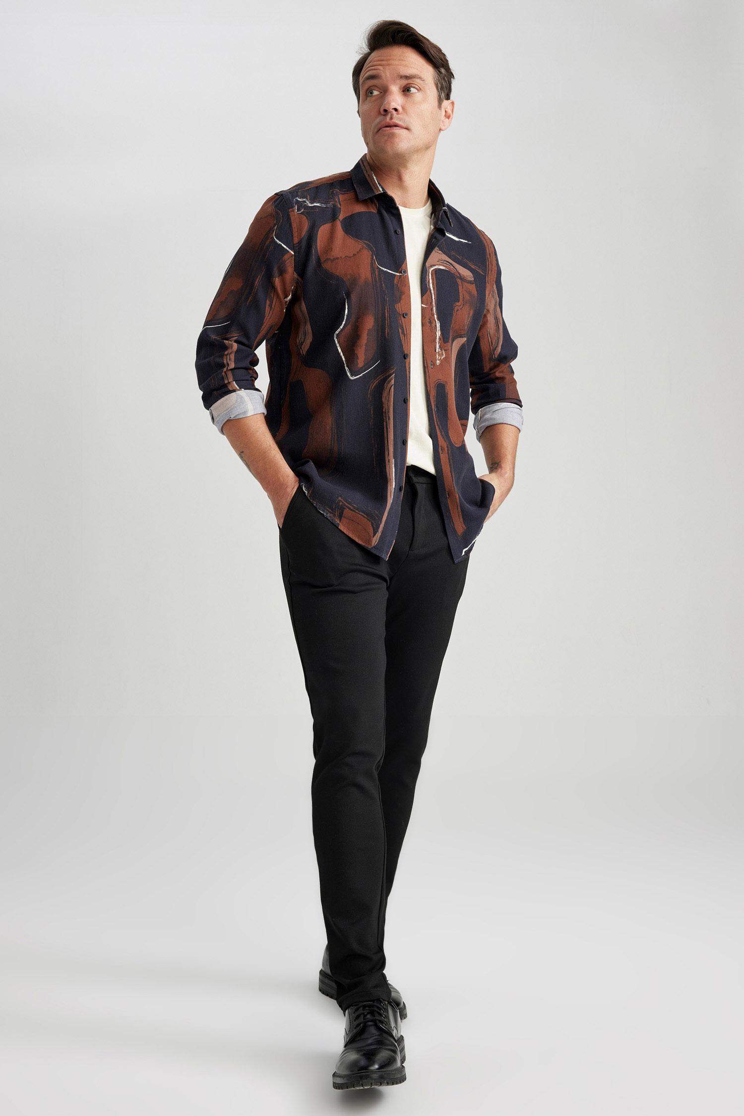 Рубашка стандартного кроя с принтом из хлопка