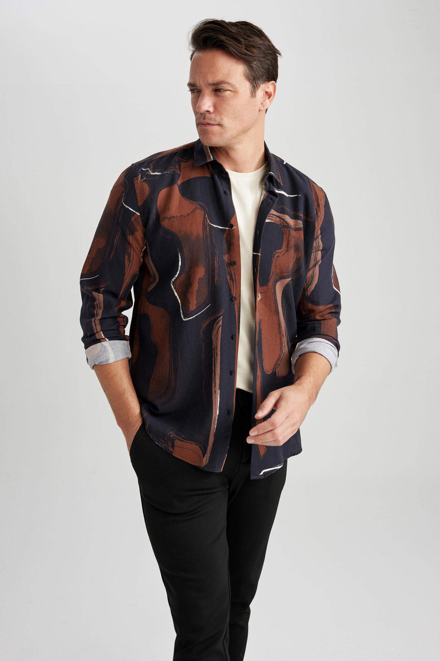 Рубашка стандартного кроя с принтом из хлопка