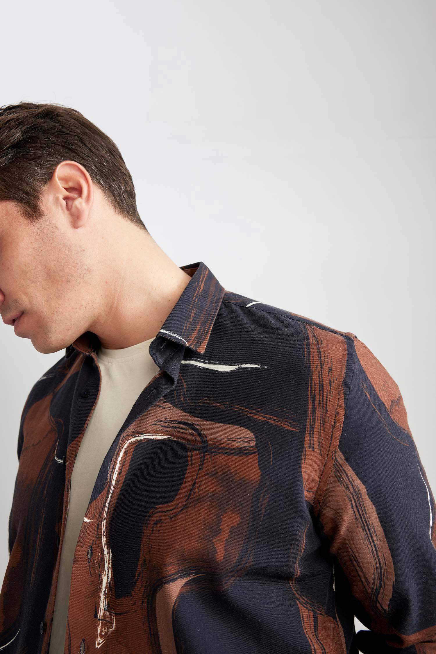 Рубашка стандартного кроя с принтом из хлопка