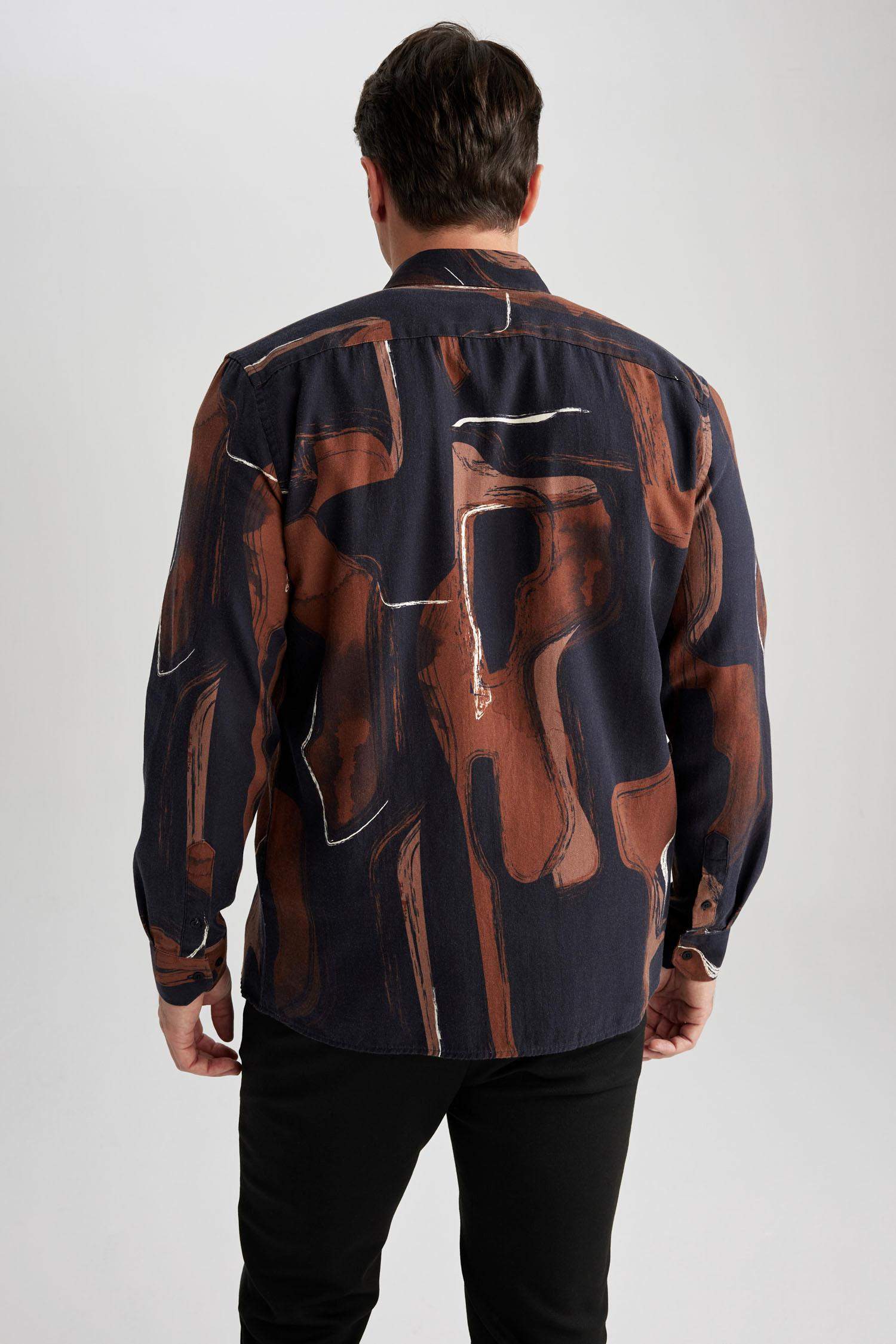 Рубашка стандартного кроя с принтом из хлопка