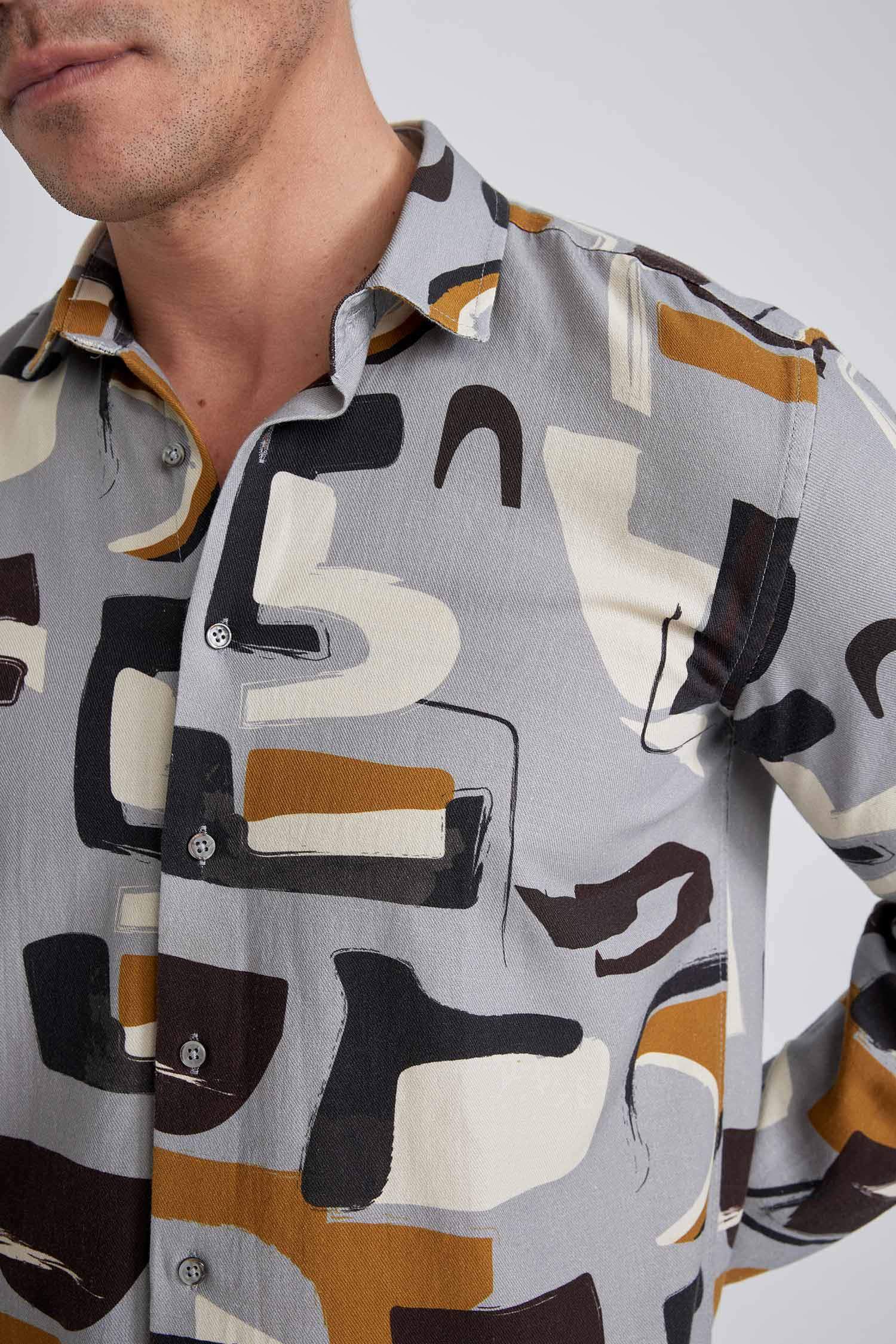 قميص بولو قطن منقوش قصة عادية