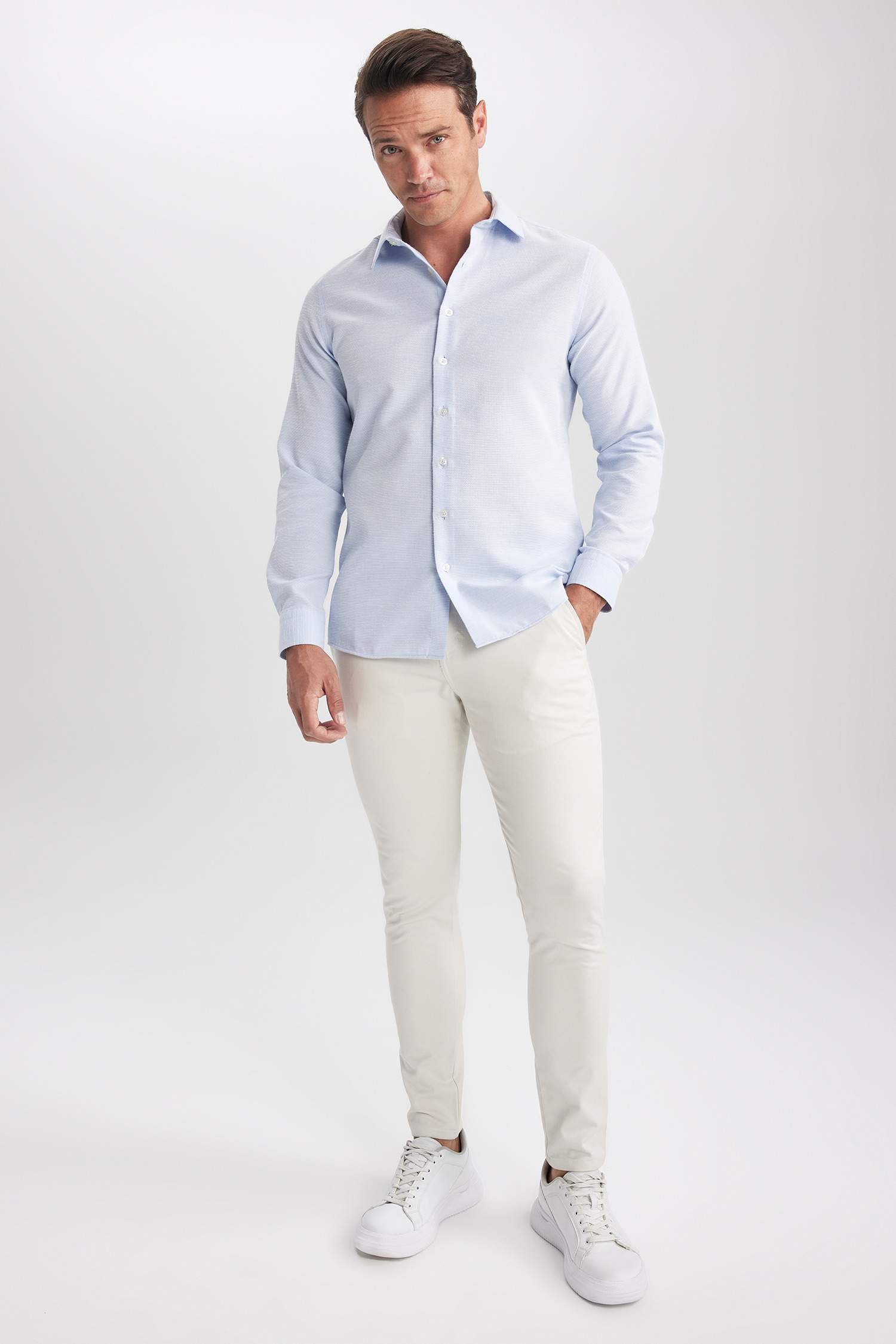 слим пішімі Ұзын жеңді көйлек