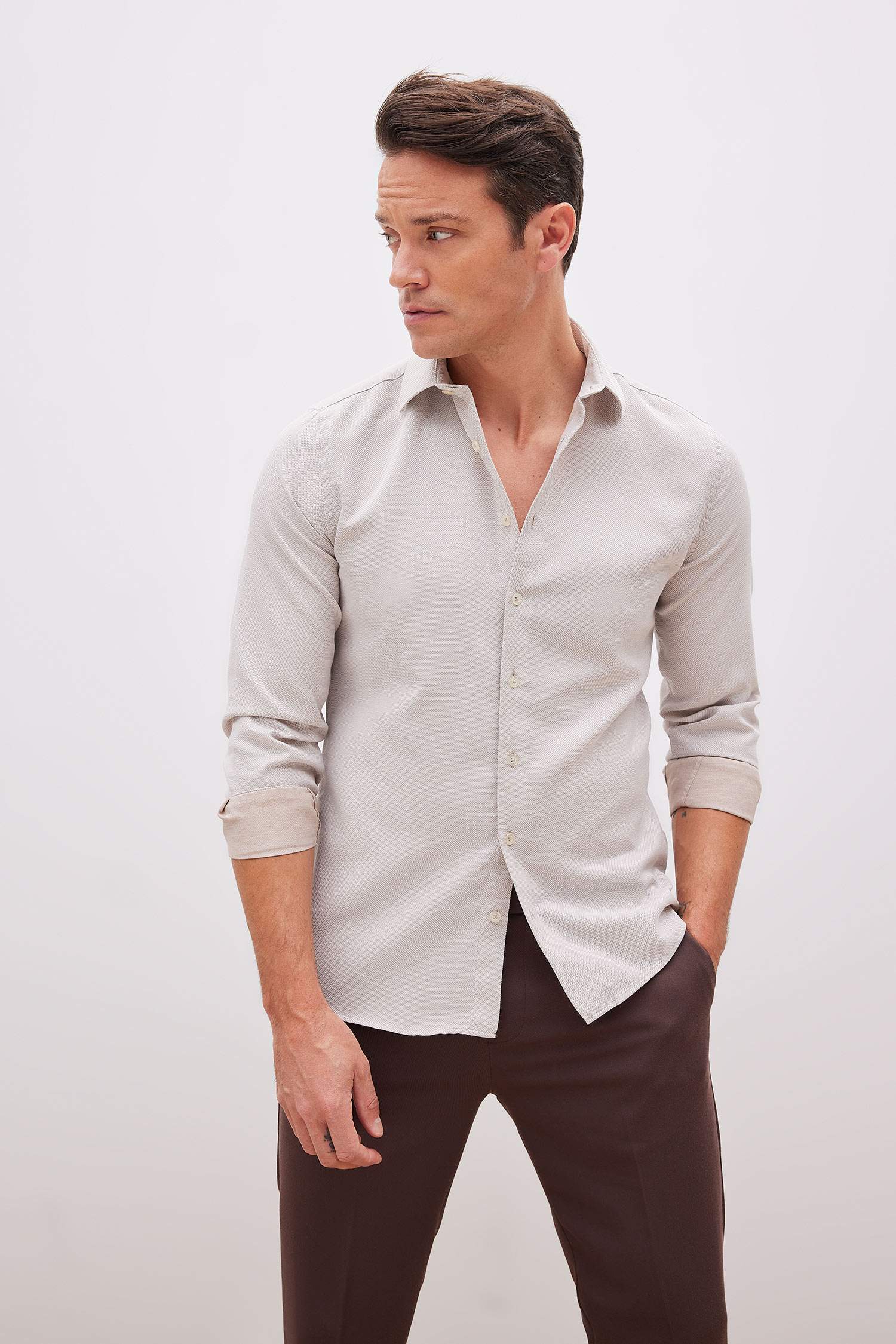 слим пішімі Ұзын жеңді көйлек