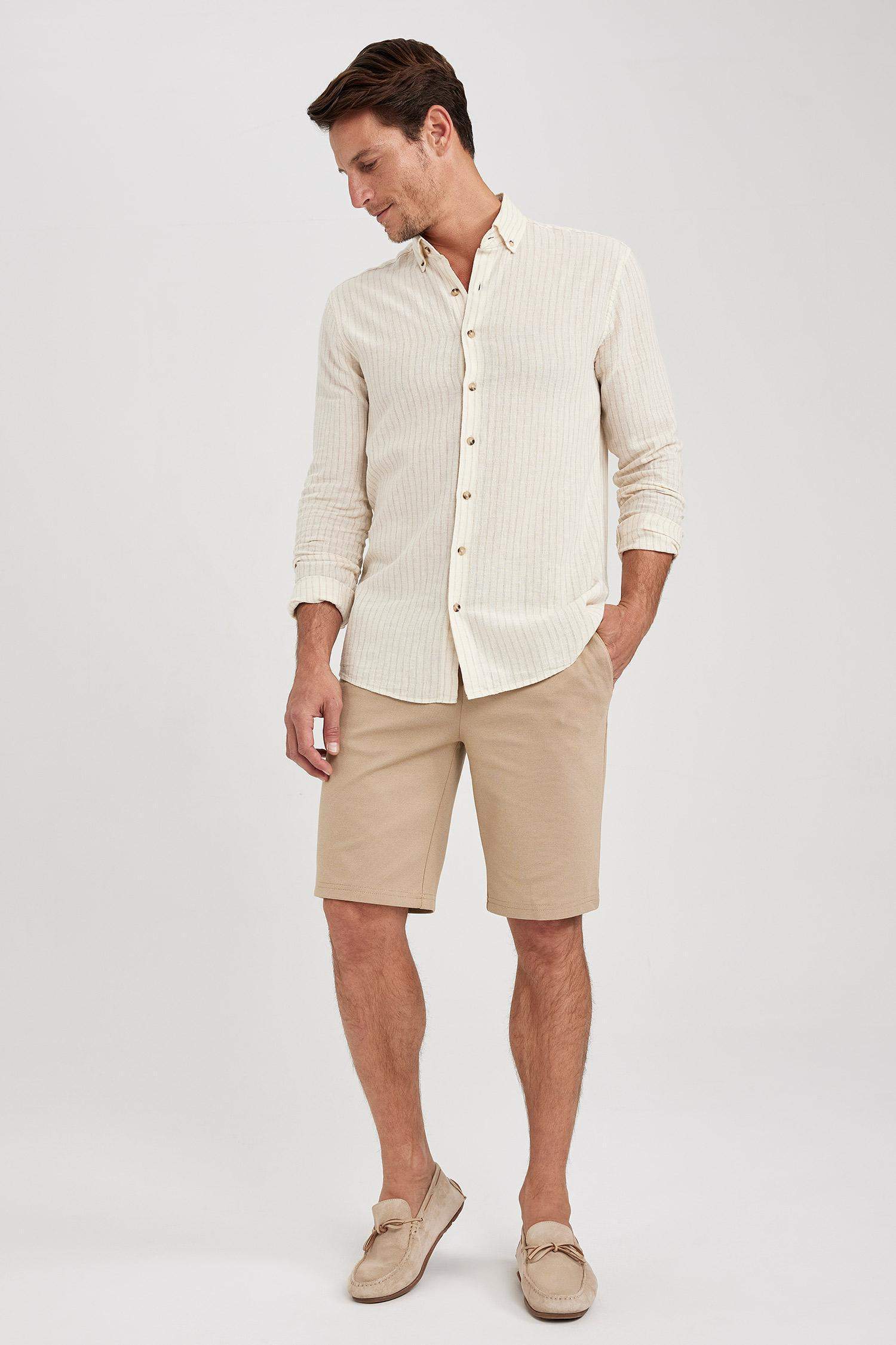 Рубашка приталенного кроя в полоску