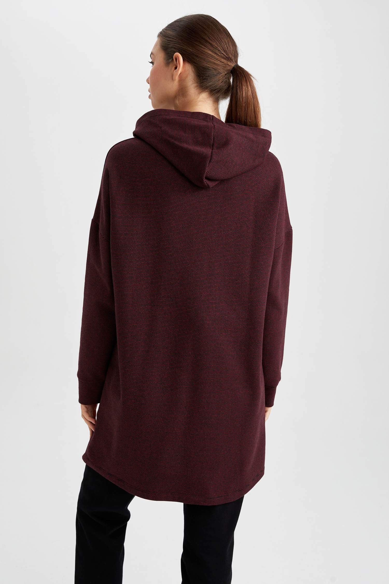 Regular Fit Kapüşonlu Uzun Kollu Sweatshirt Tunik