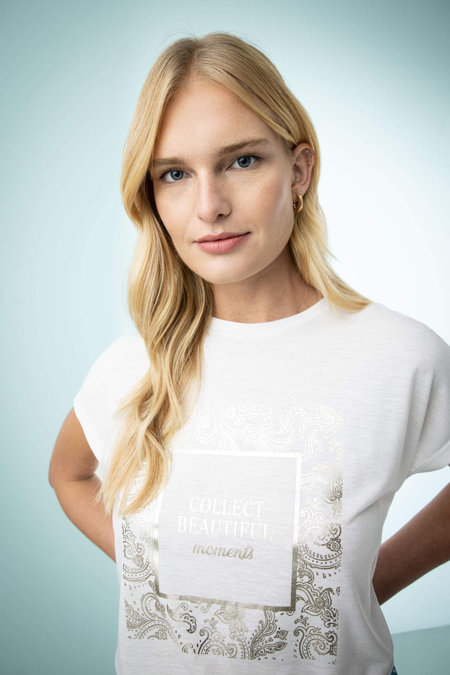 T-shirt imprimé à manches courtes et col rond