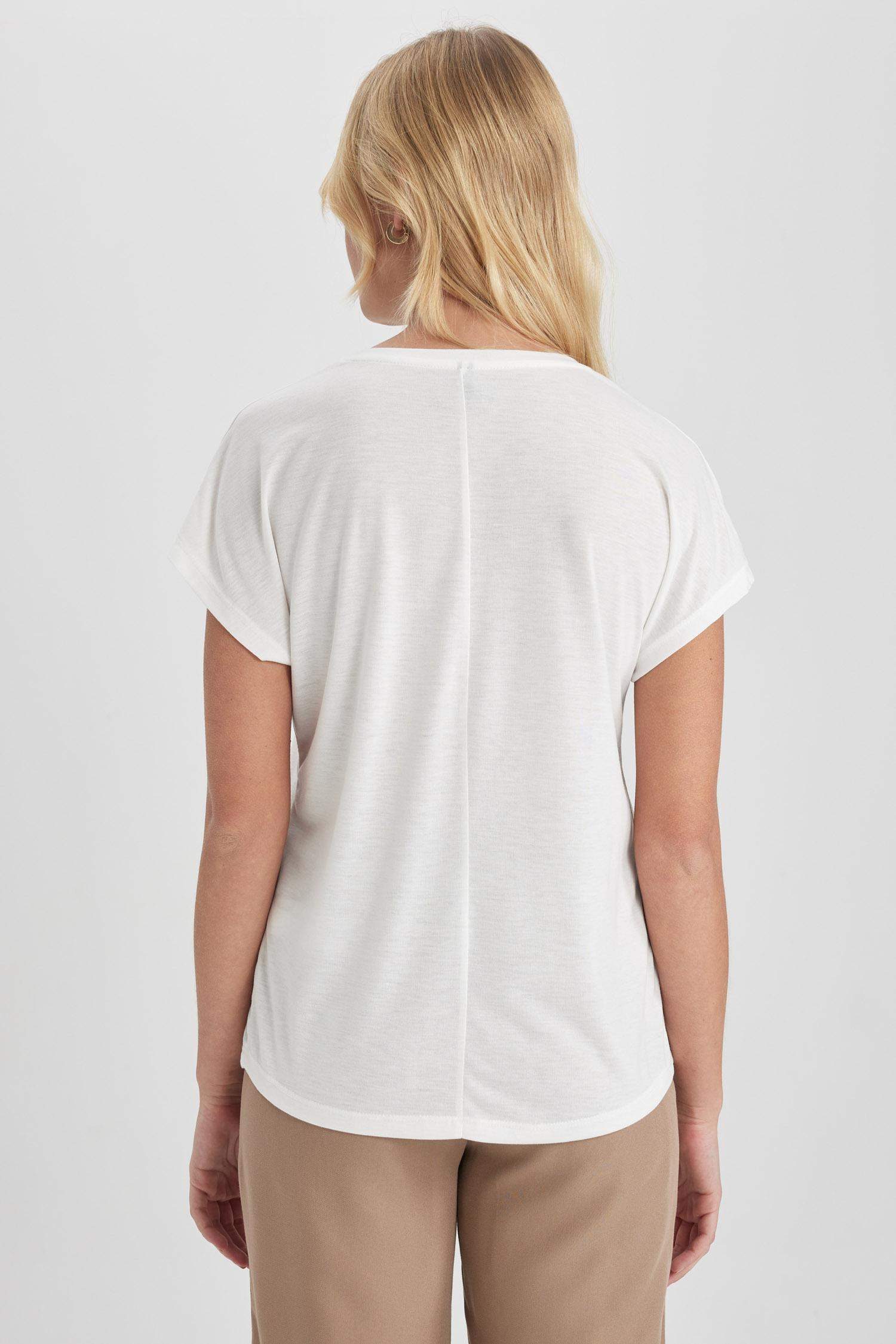 T-shirt imprimé à manches courtes et col rond