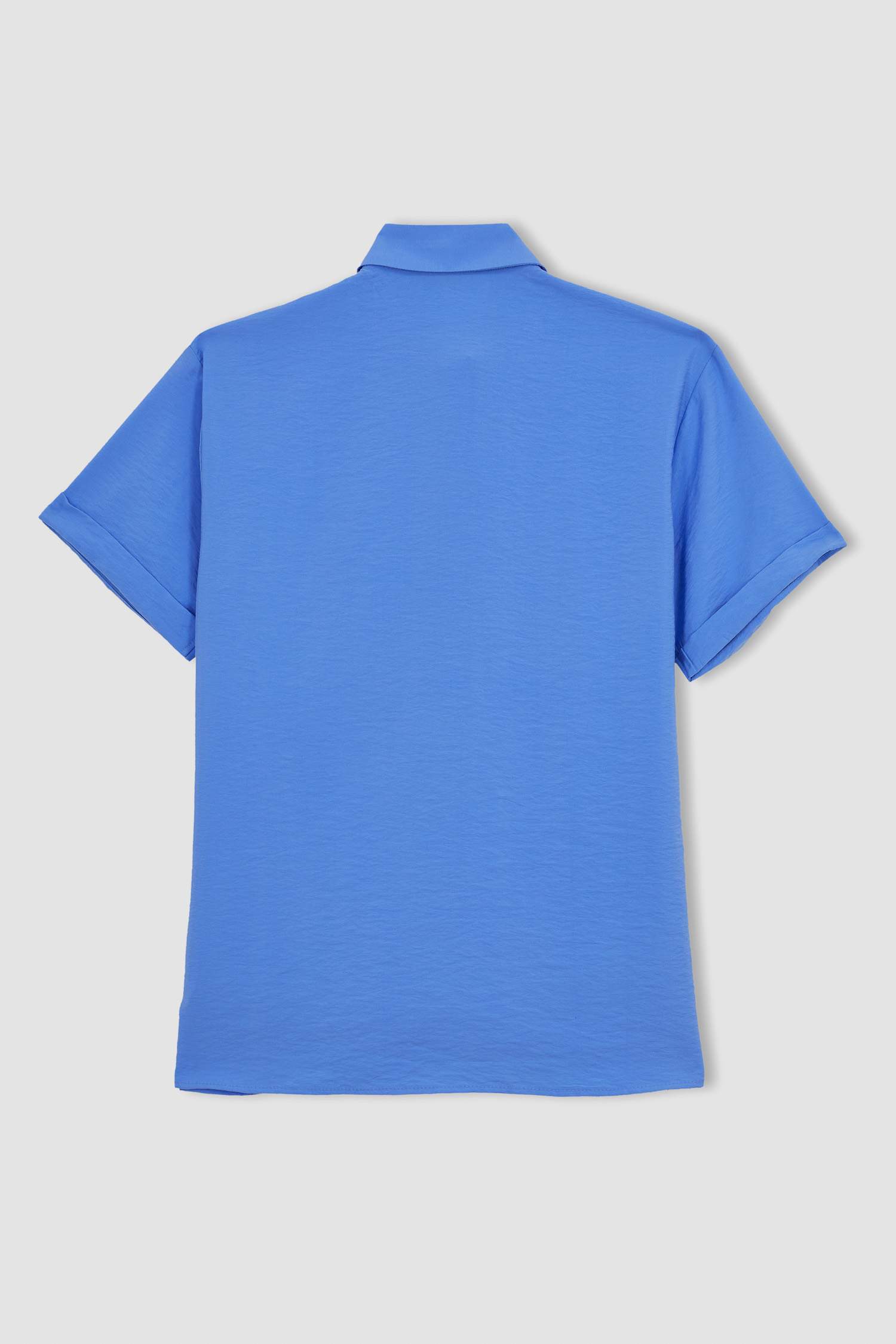 Blue WOMAN Traditional Loose Fit Shirt Collar Short Sleeve Shirt