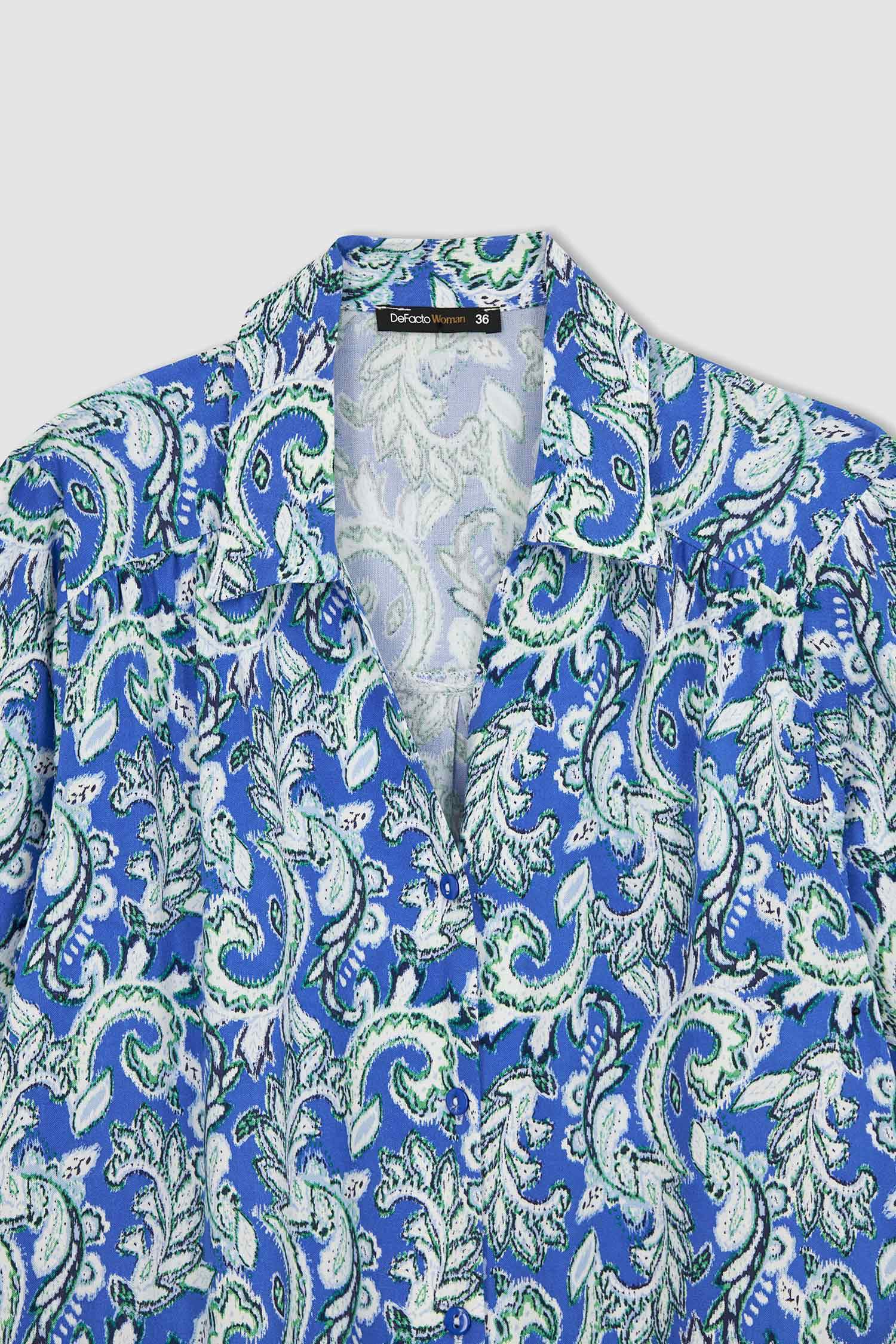 Traditional Shirt Collar Midi Short Sleeve Dress