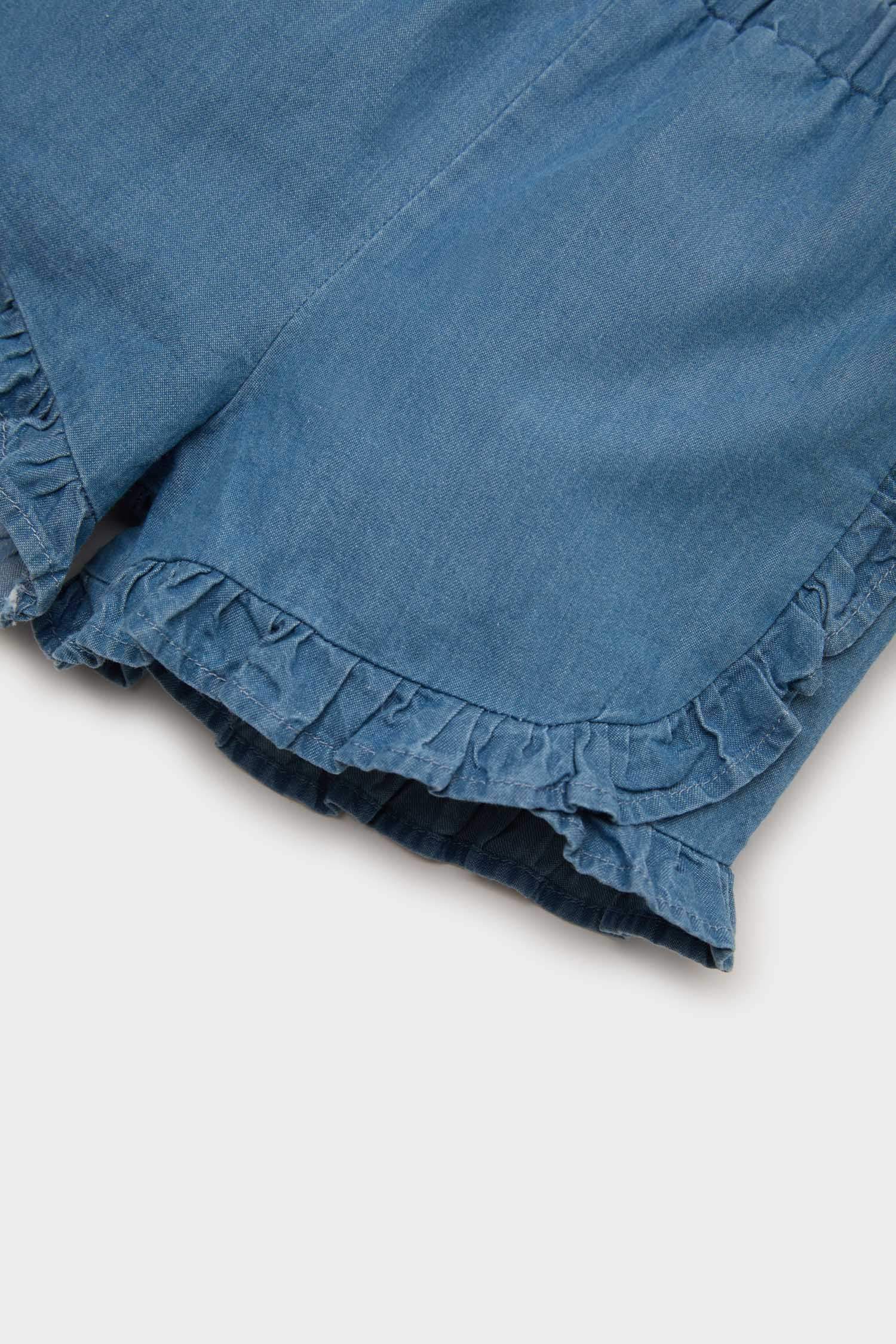 Kız Bebek Beli Lastikli Jean Şort