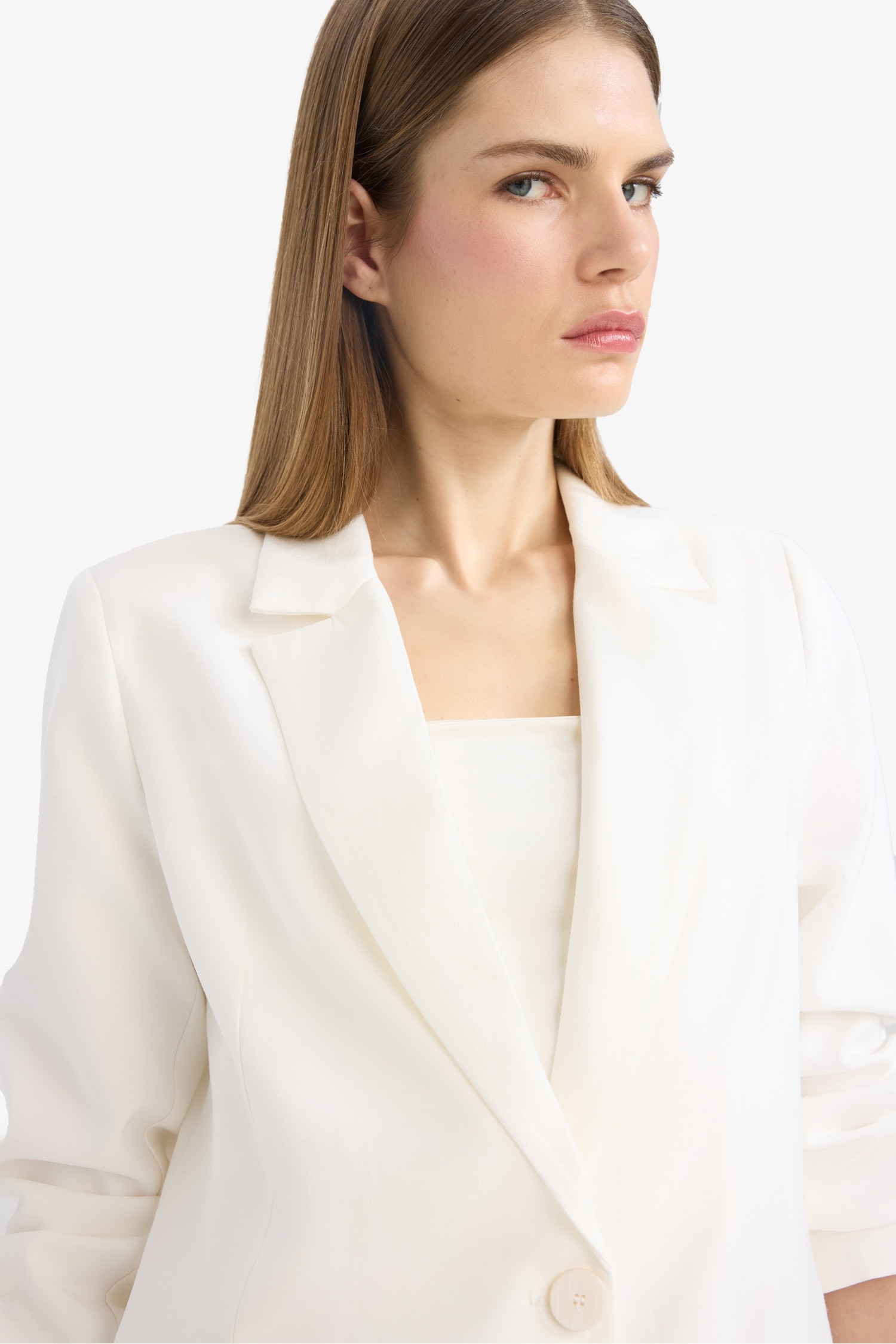 Loose Fit Kruvaze Yaka Düğmeli Blazer Ceket