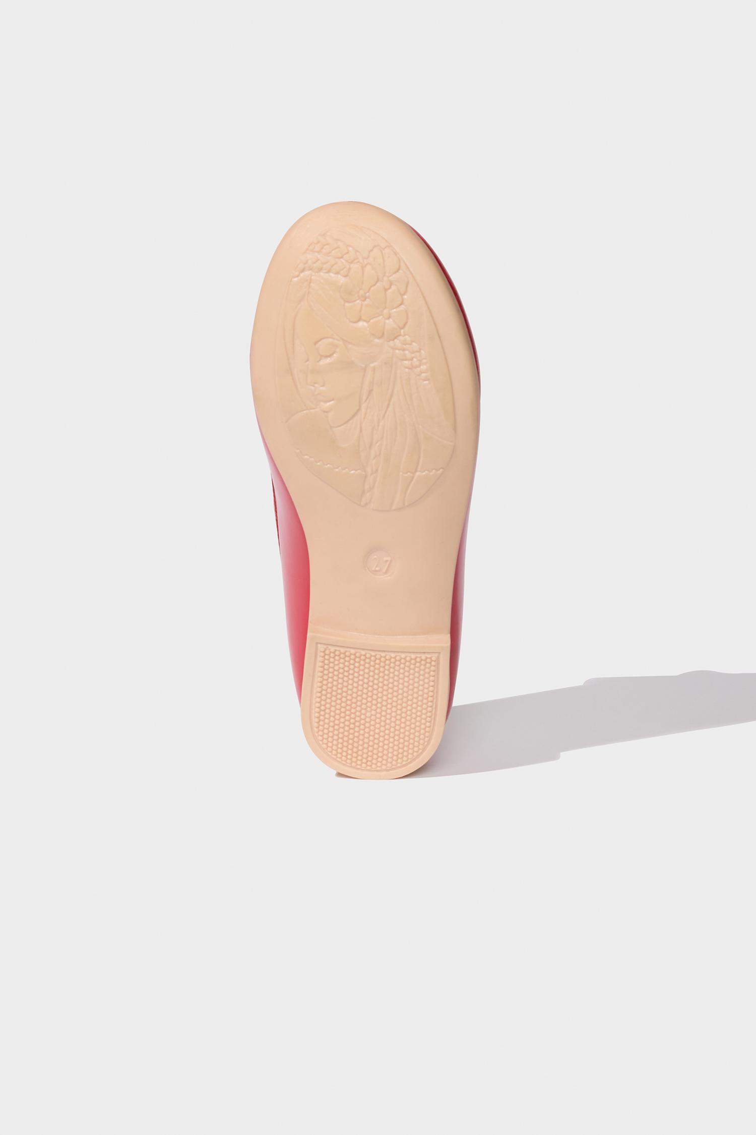 Kız Çocuk Düz Taban Suni Deri Kırmızı Rugan Babet