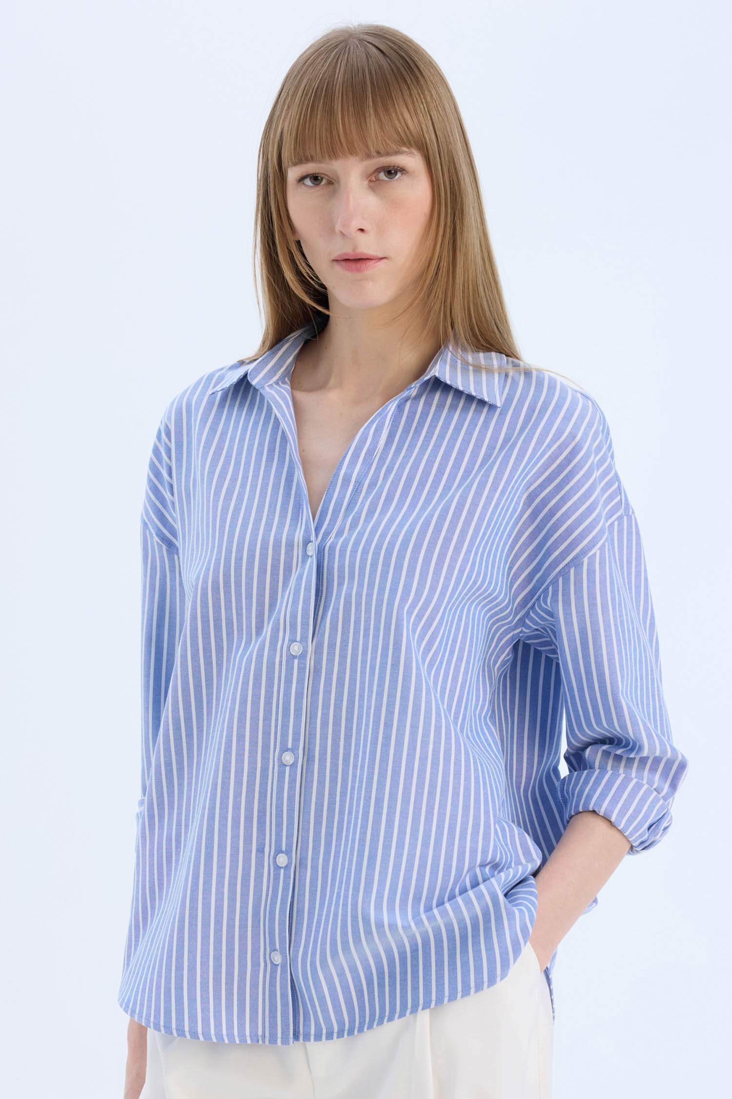 Oversize Geniş Kalıp Oxford Uzun Kollu Gömlek