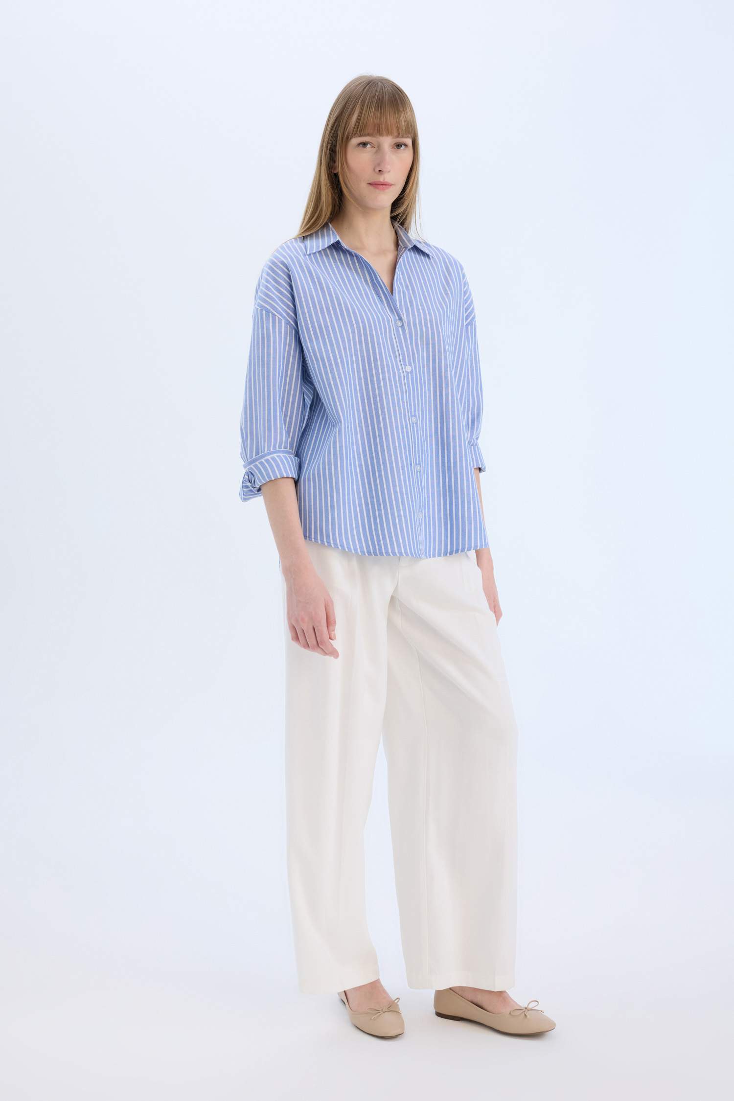 Oversize Geniş Kalıp Oxford Uzun Kollu Gömlek