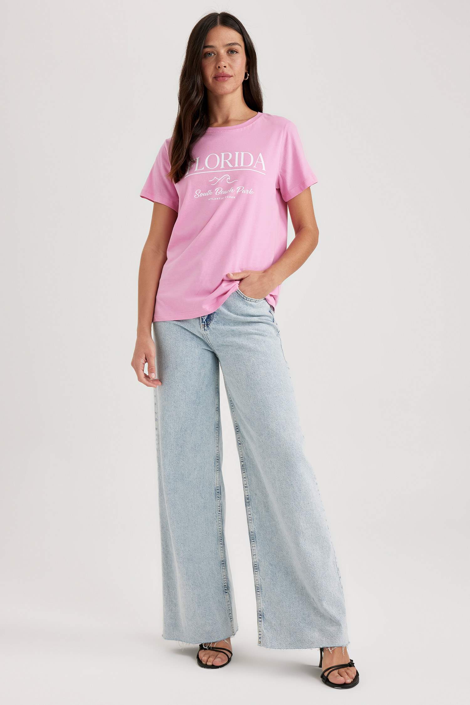 Regular Fit Crew Neck Slogan Short Sleeve T-Shirt