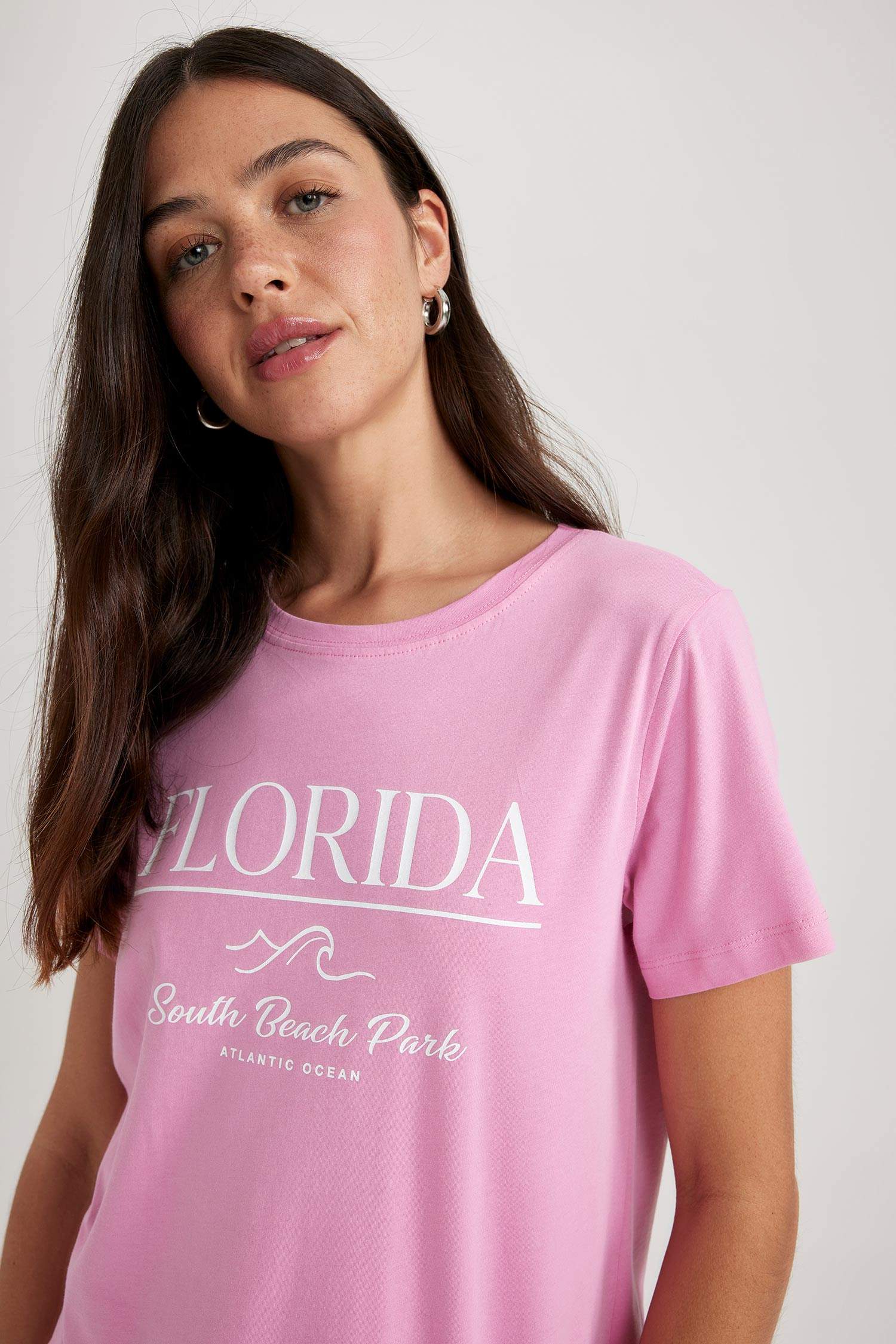 Regular Fit Crew Neck Slogan Short Sleeve T-Shirt