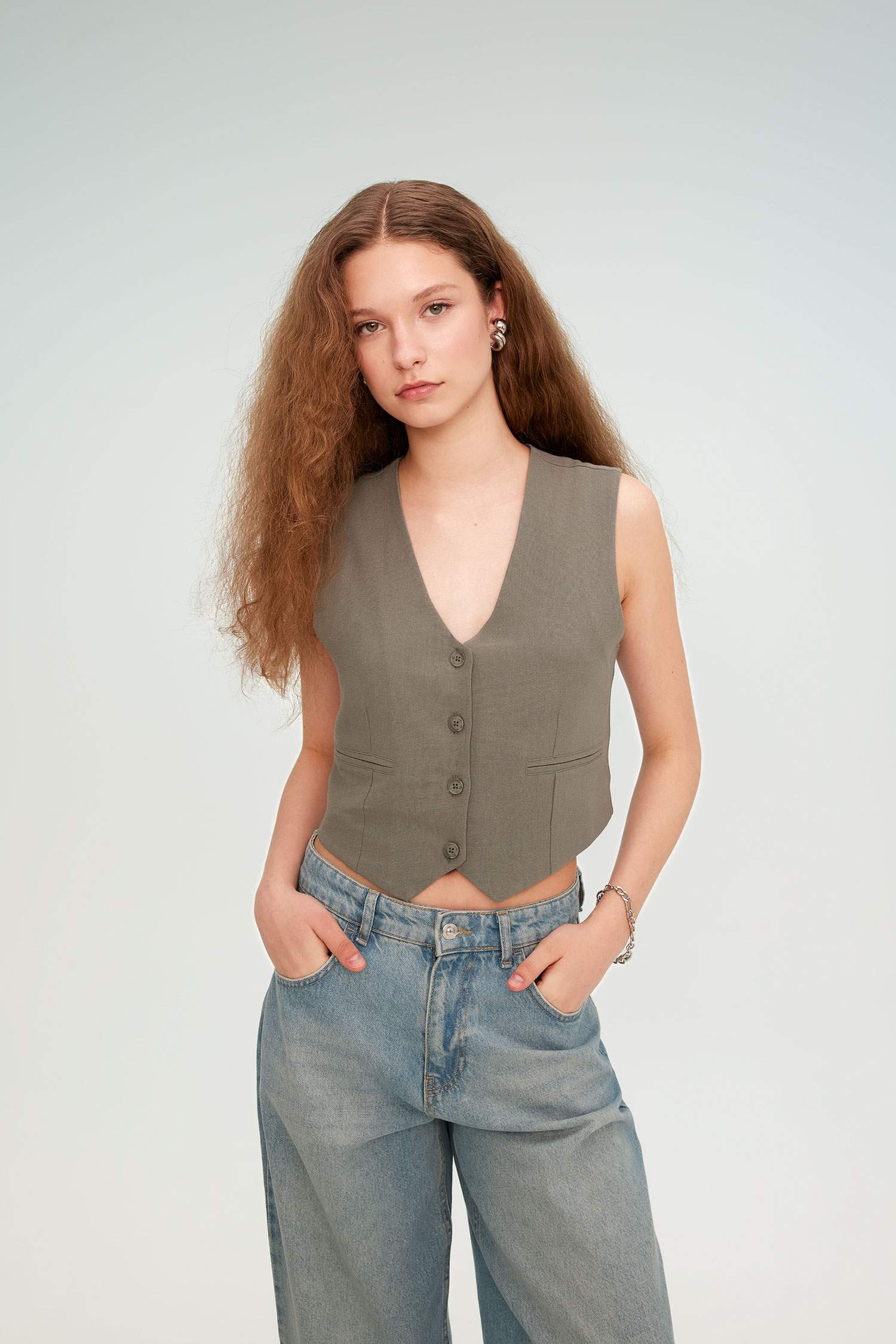 جيلي بليزر ابيض قصة عادية ممزوج بالكتان