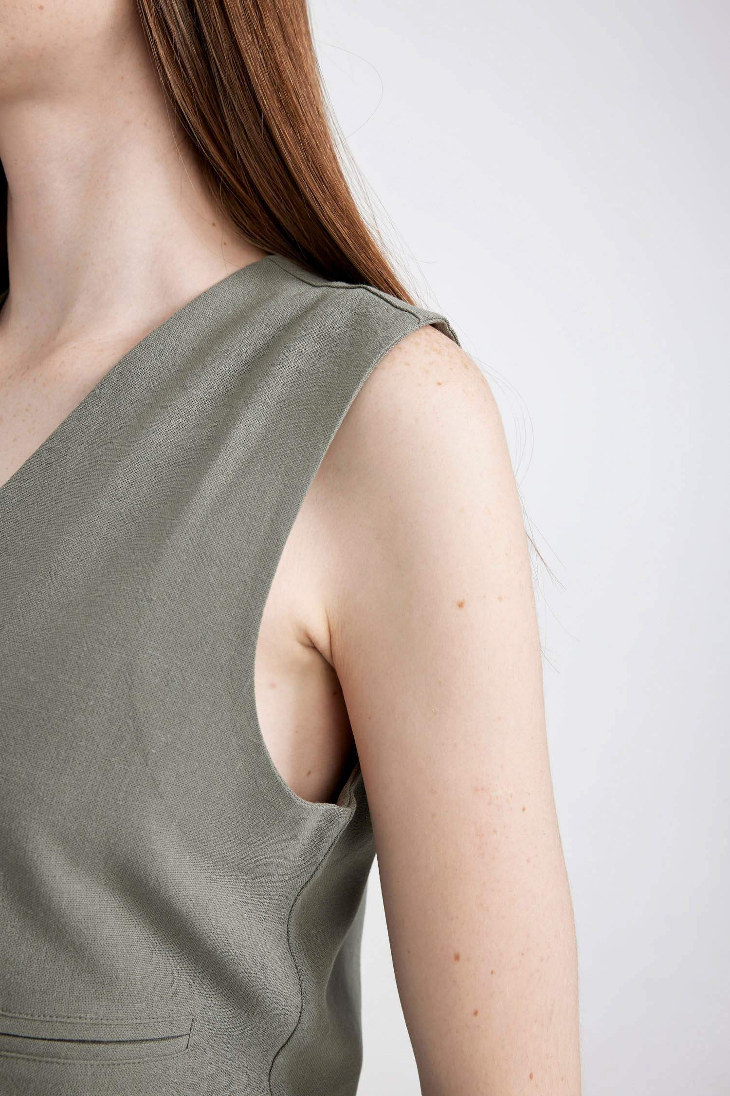 Veste Blazer Lin Mélangé Coupe Régulière