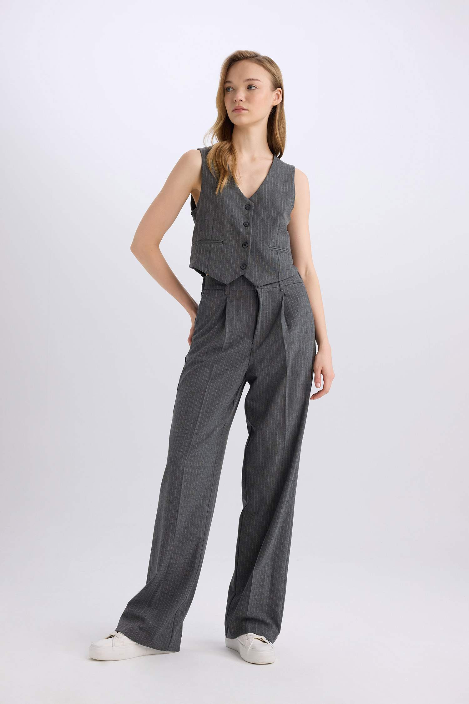 Regular Fit V Neck Blazer Vest