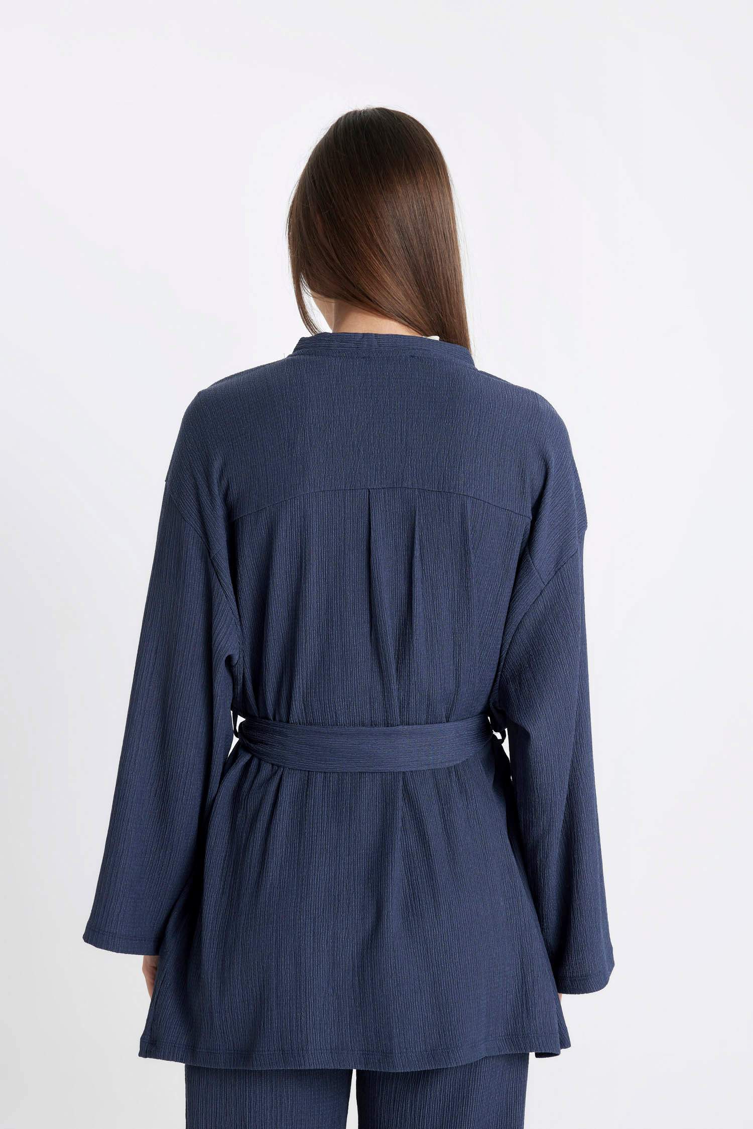 Relax Fit Shawl Collar Wrap Kimono