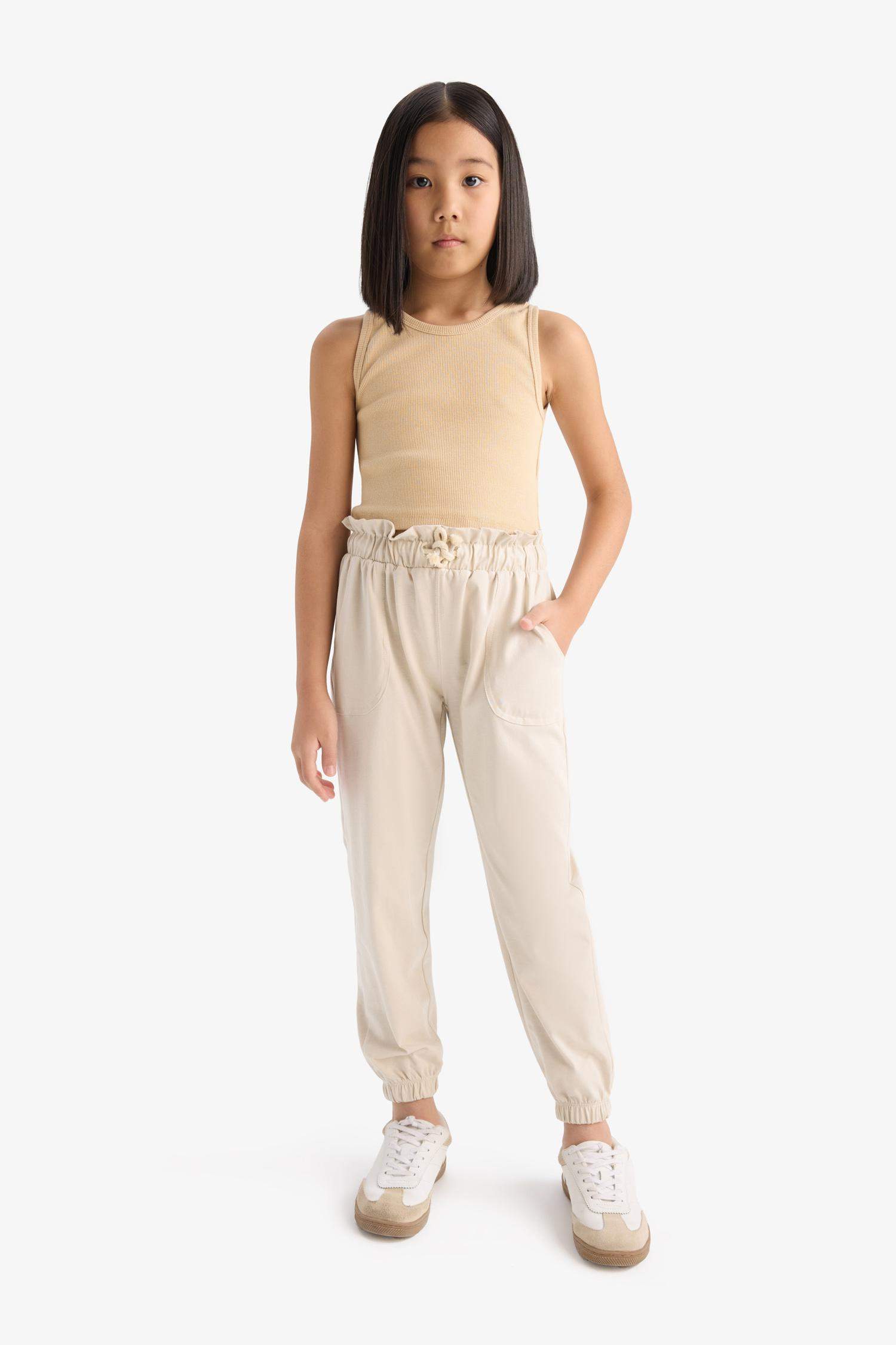 Kız Çocuk Beli Lastikli Cepli Jogger Eşofman Altı