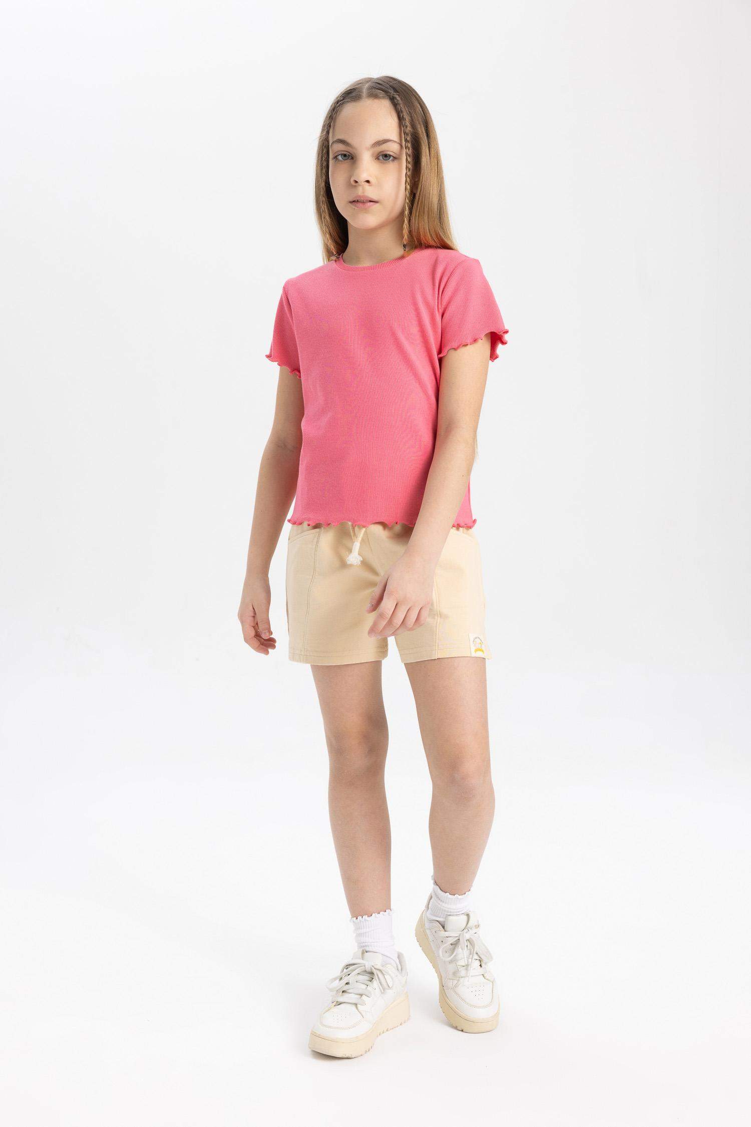 Girl with Pockets and Woven Label Shorts
