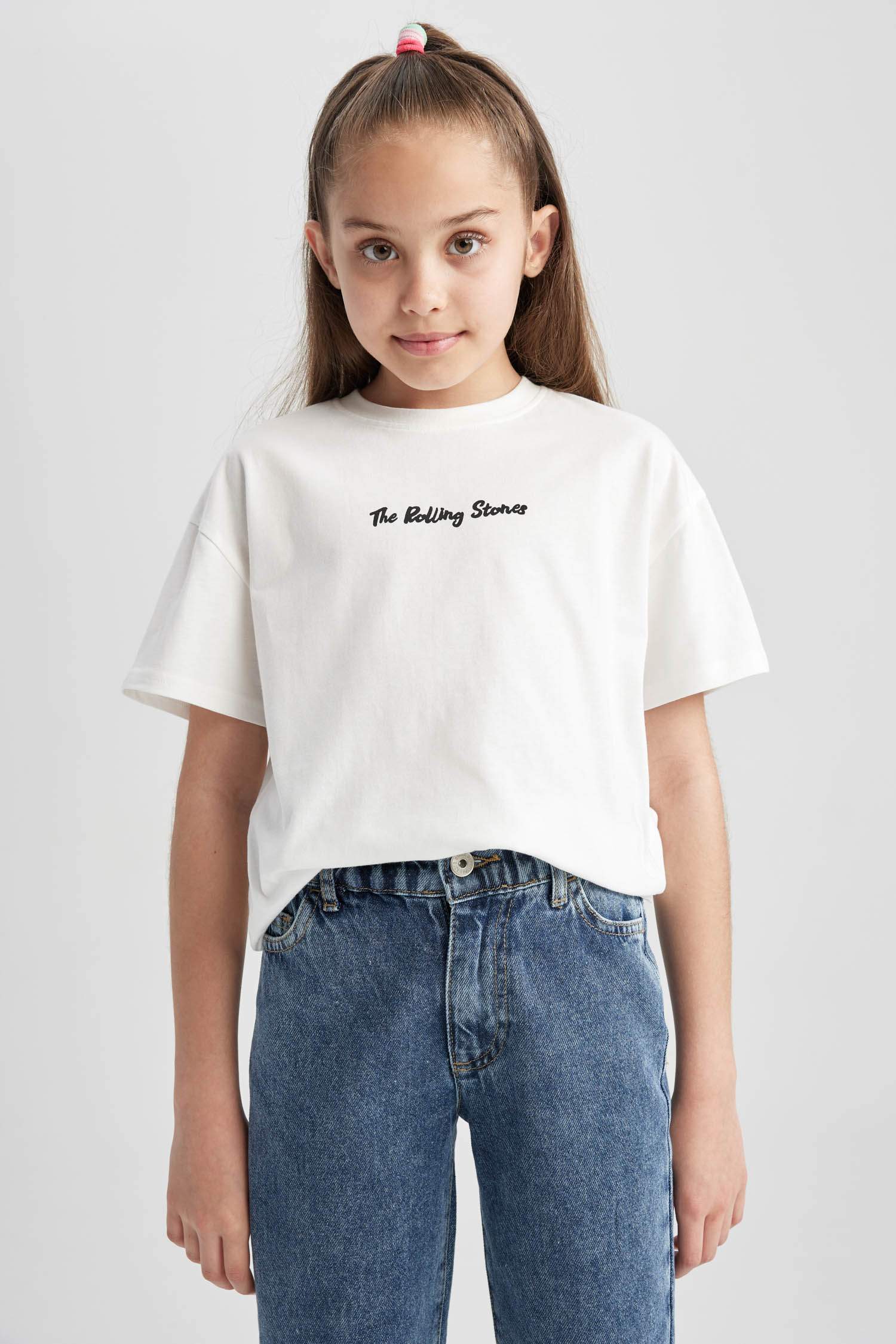Ecru Girls And Teens Girl Rolling Stones Licensed Regular Fit Short Sleeved T Shirt 2788864 Defacto 2849