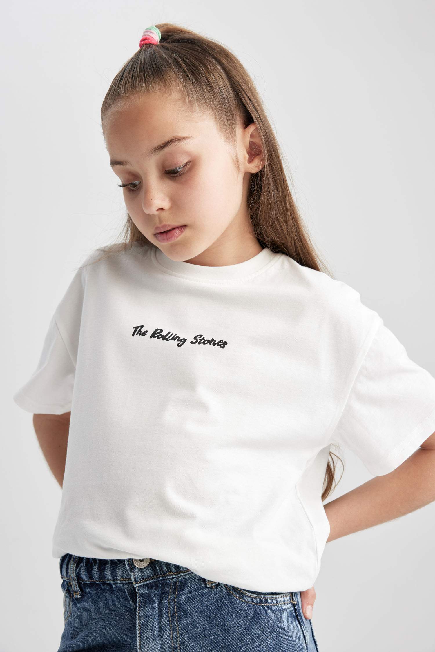 Ecru Girls And Teens Girl Rolling Stones Licensed Regular Fit Short Sleeved T Shirt 2788864 Defacto 9427