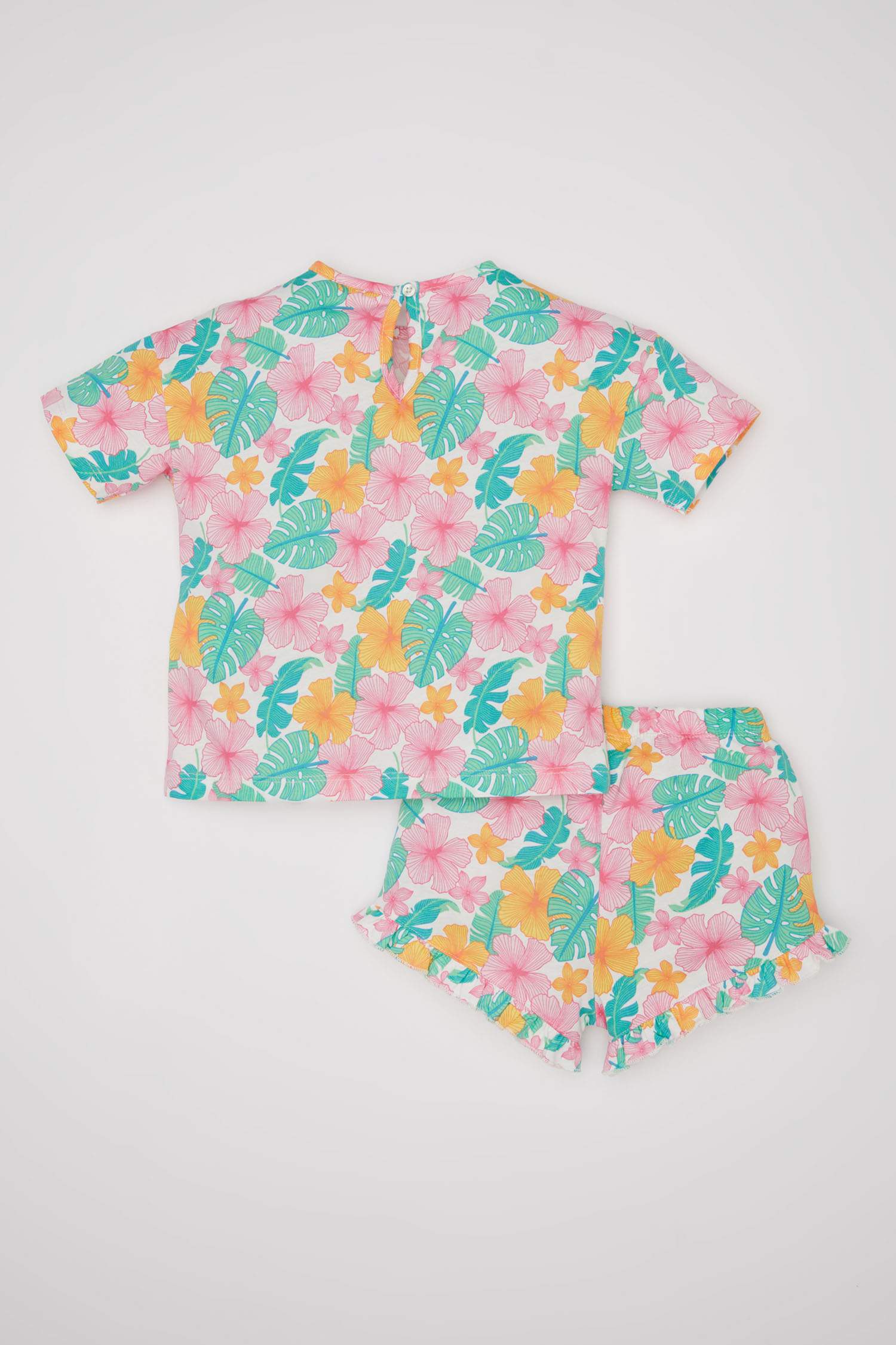 طقم بيبي بناتي تيشيرت شورت قصة عادية - قطعتين