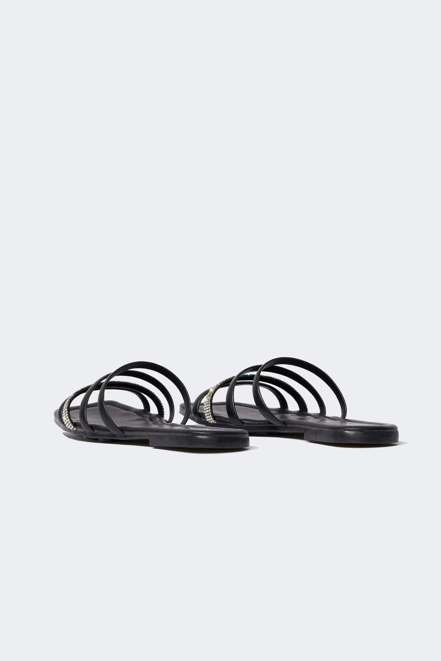 Kadın Düz Taban Çift Bantlı Suni Deri Terlik