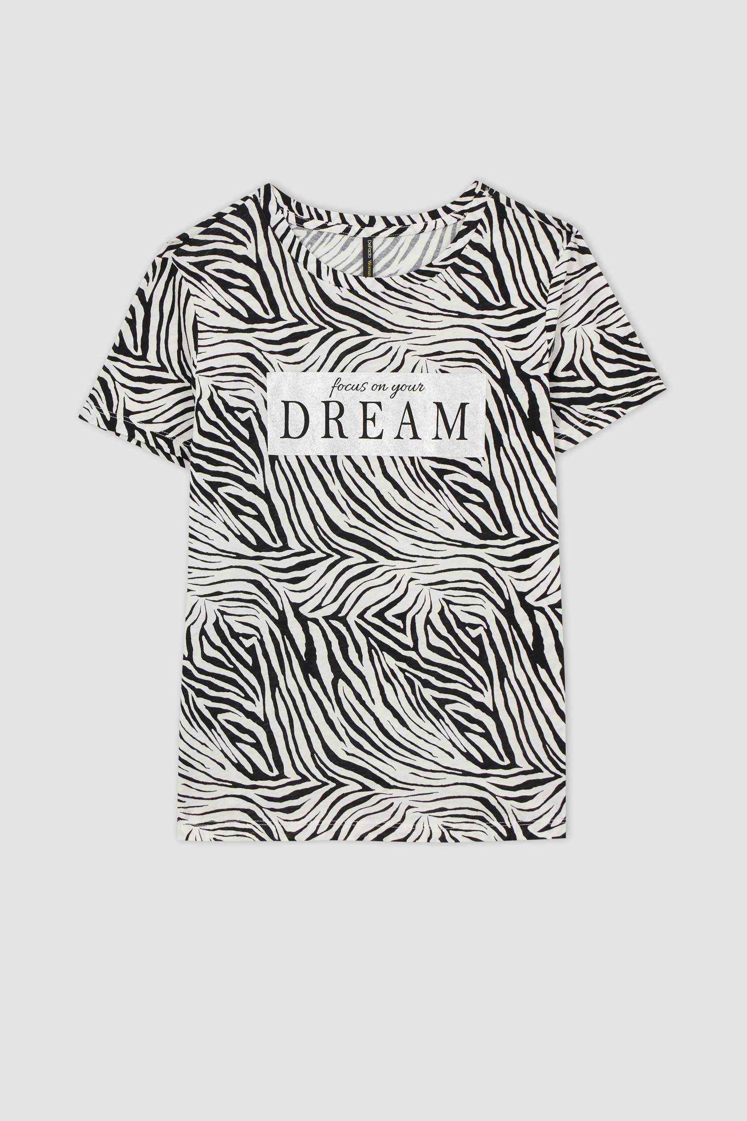 تيشيرت قطن بطباعة الحيوانات قصة عادية