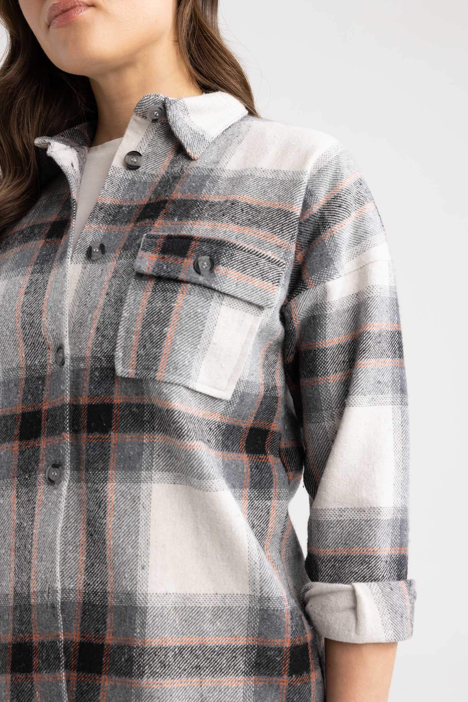 Туніка з довгим рукавом стандартного крою з довгим рукавом з фланелі для жінок