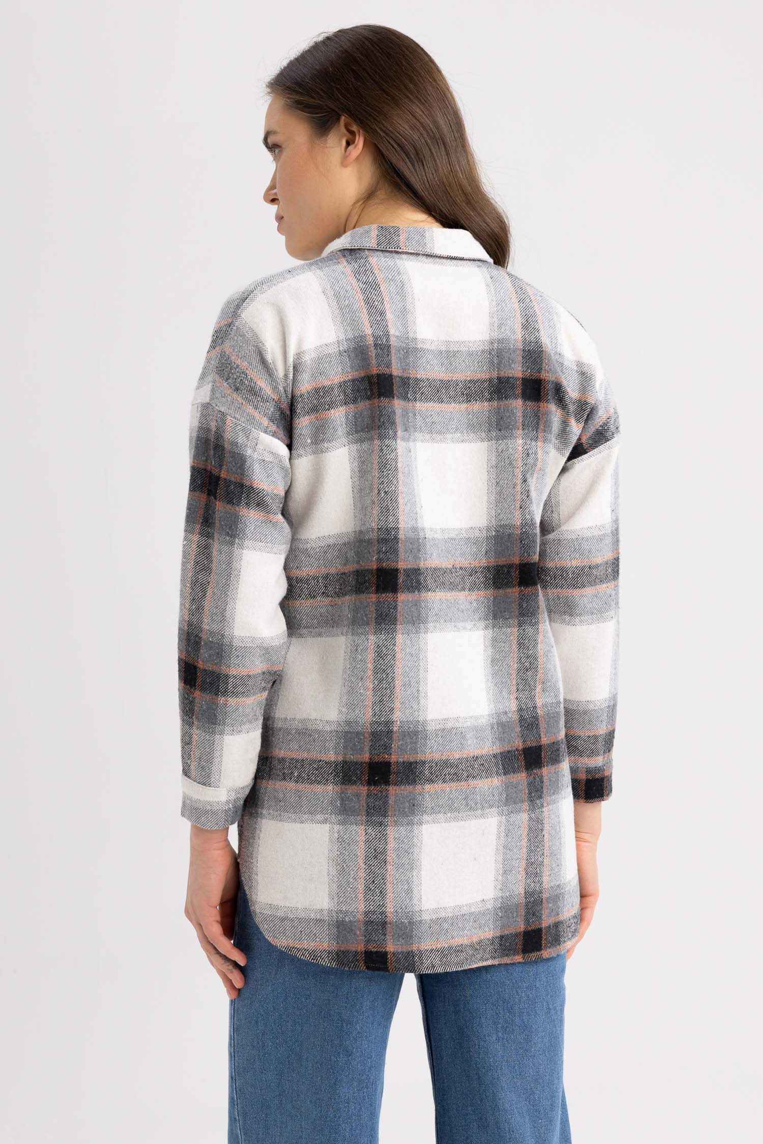 Туніка з довгим рукавом стандартного крою з довгим рукавом з фланелі для жінок