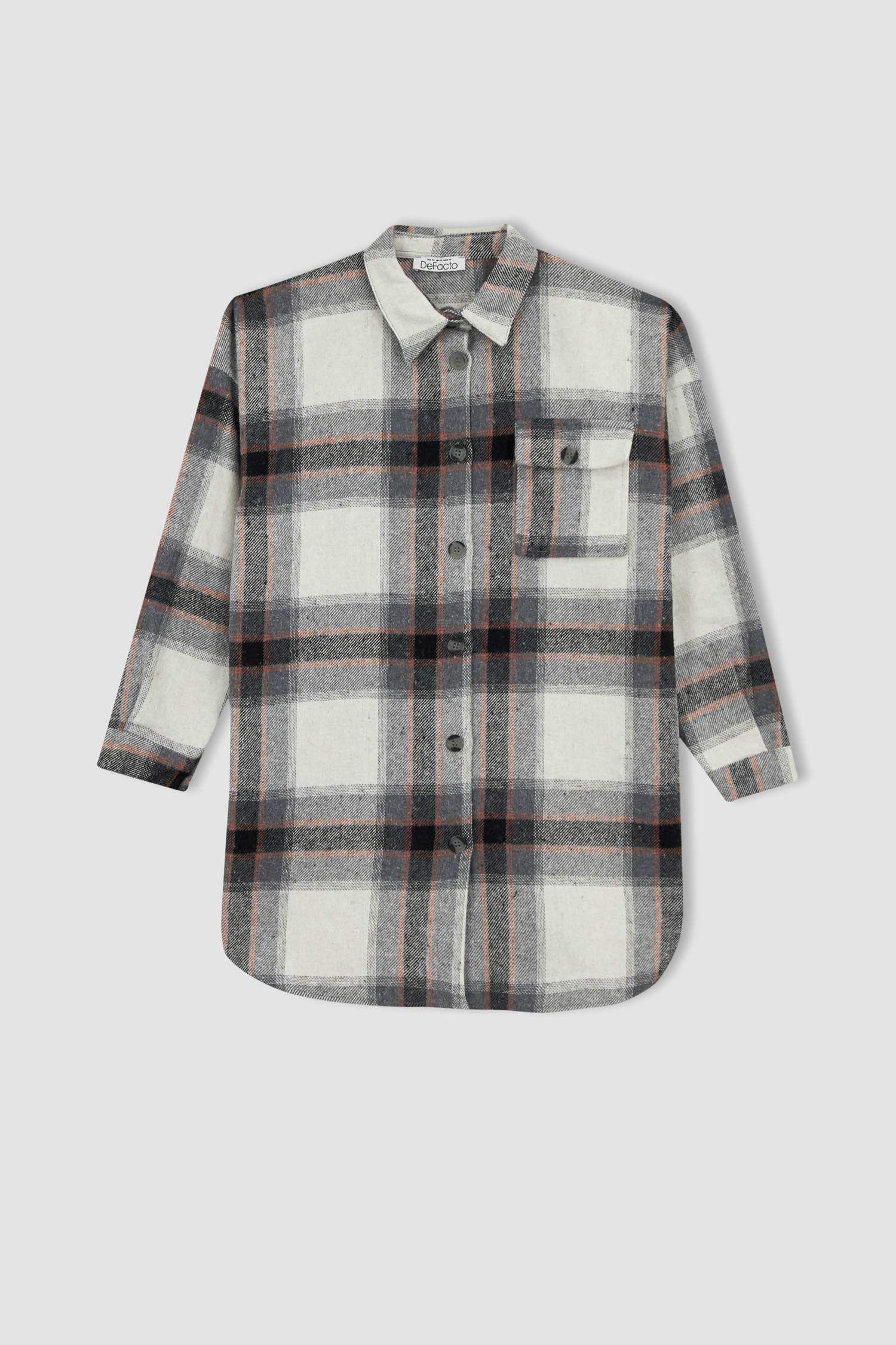 Туніка з довгим рукавом стандартного крою з довгим рукавом з фланелі для жінок